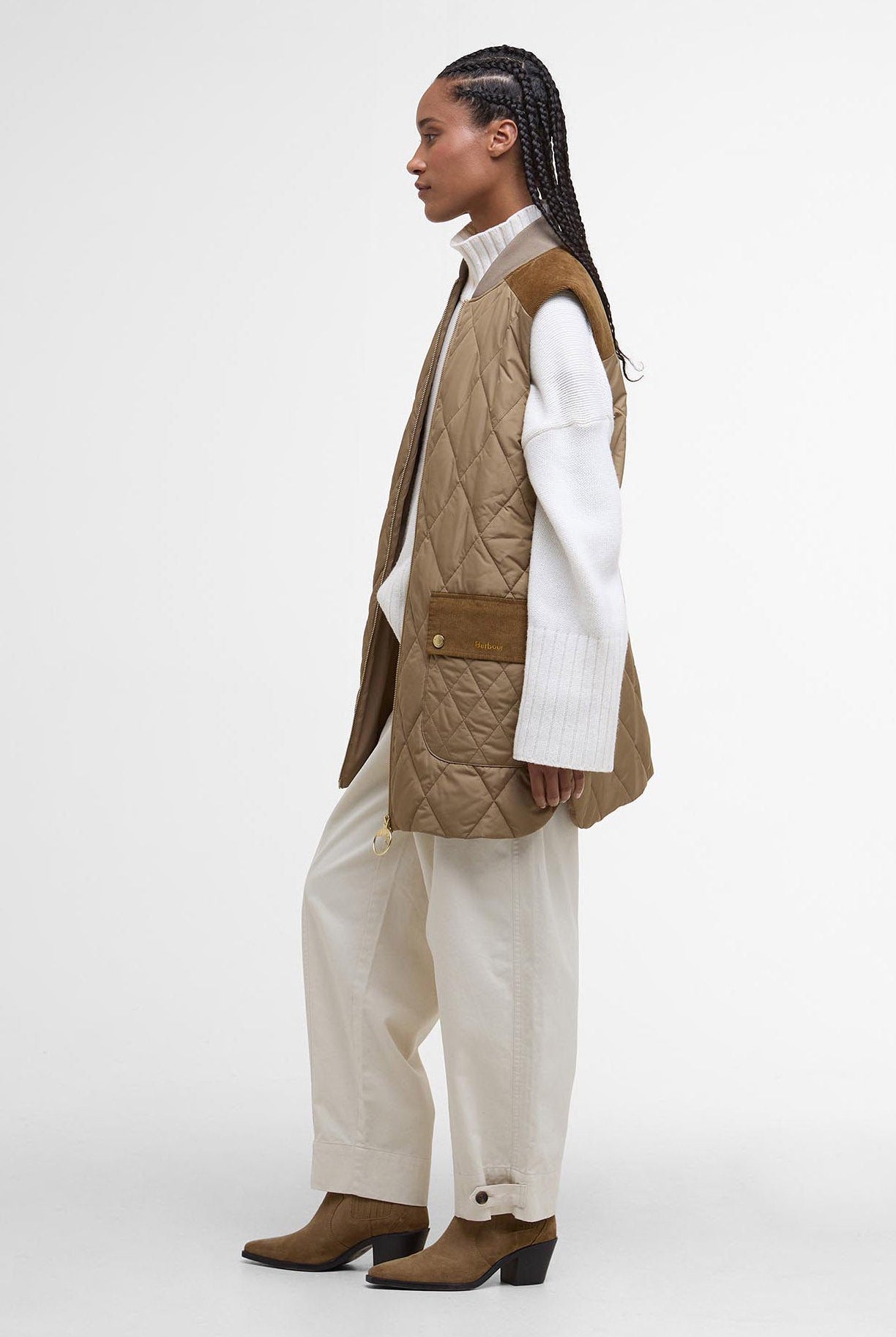 Barbour Lydia Gilet - Military Brown/Ancient Tartan