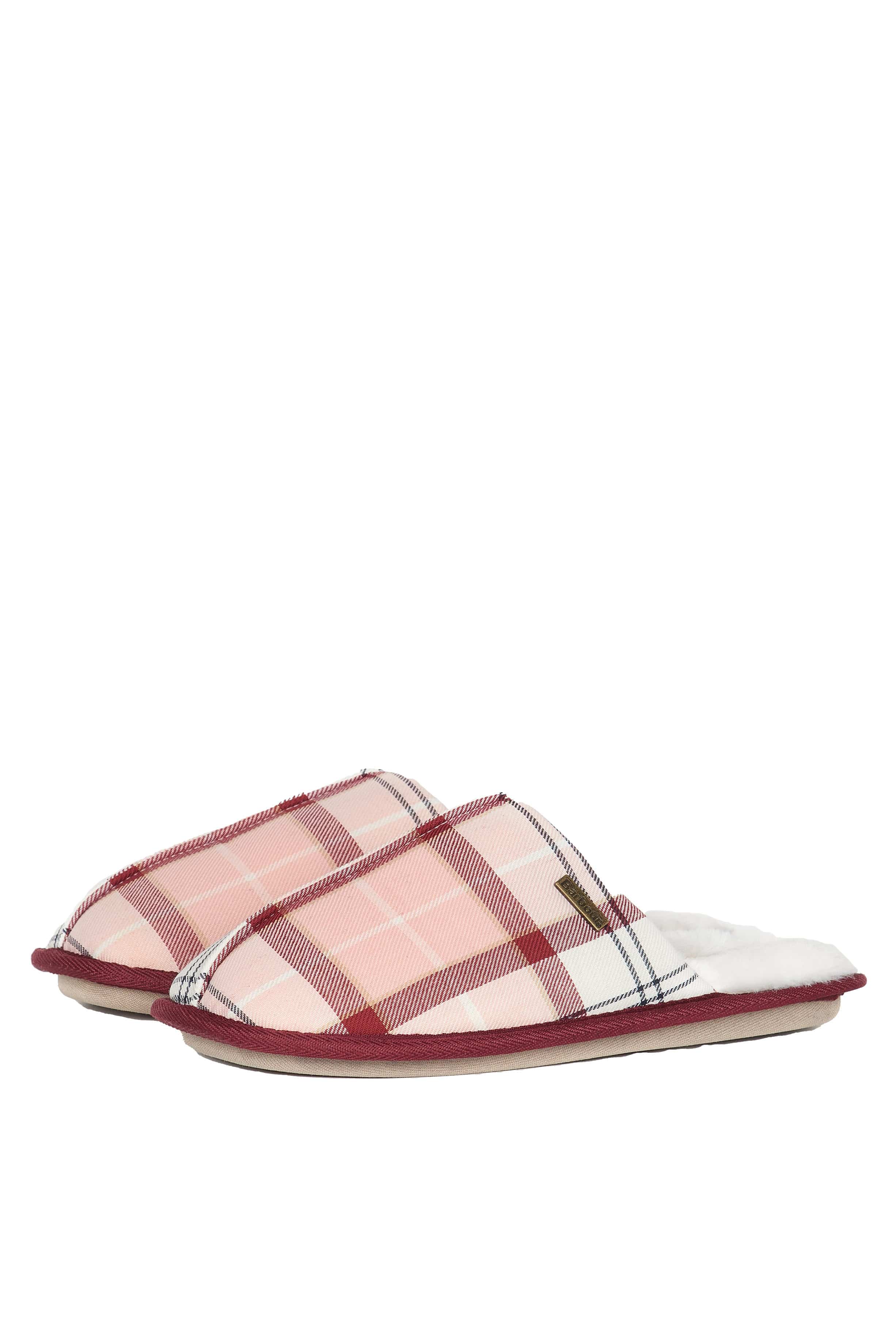 Barbour Maddie Slippers - Red/Pink Tartan