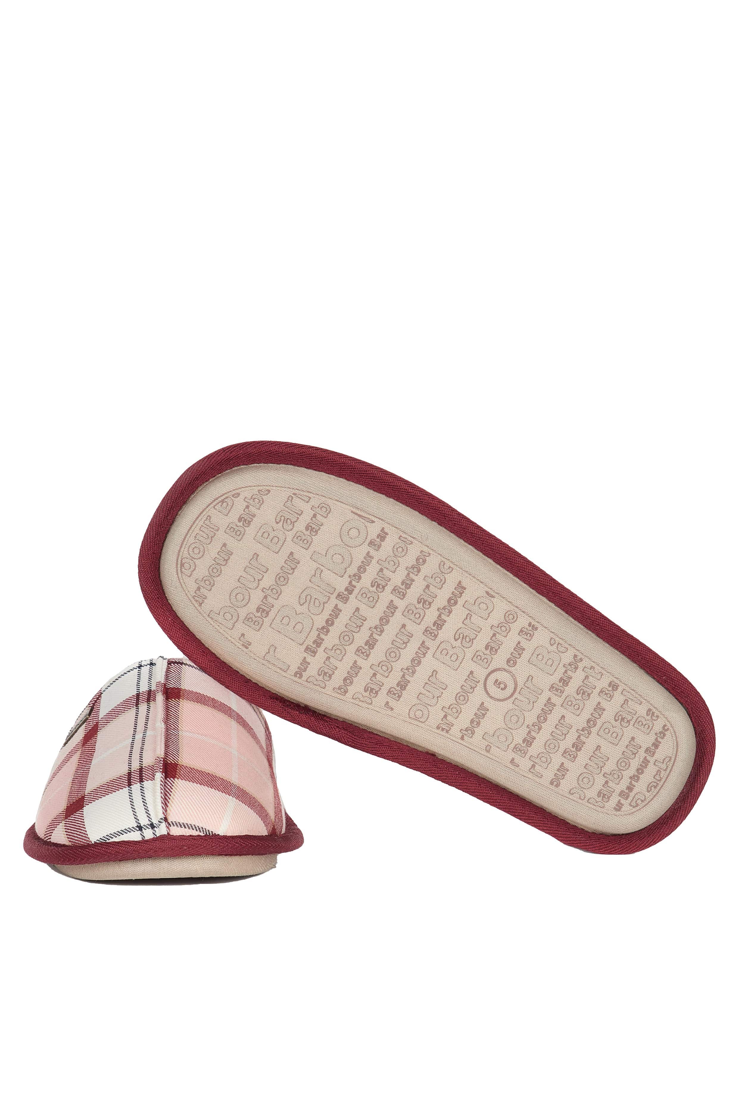 Barbour Maddie Slippers - Red/Pink Tartan