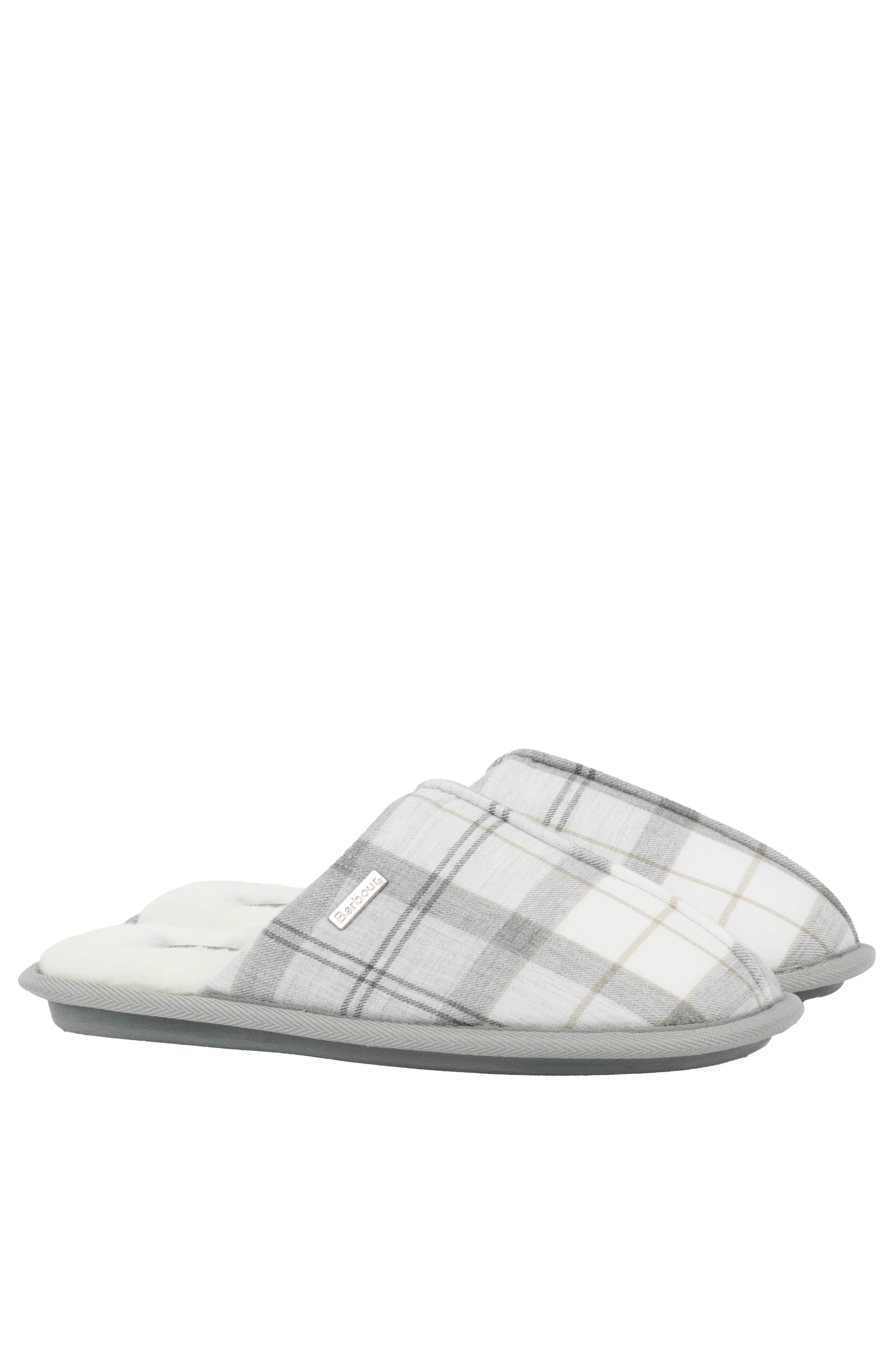 Barbour Maddie Slippers - White/Grey Tartan