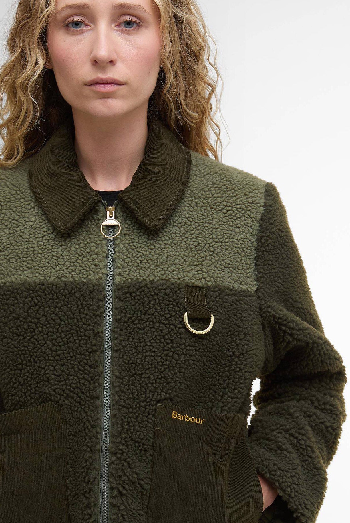 Barbour Malena Cropped Fleece - Olive/Light Moss