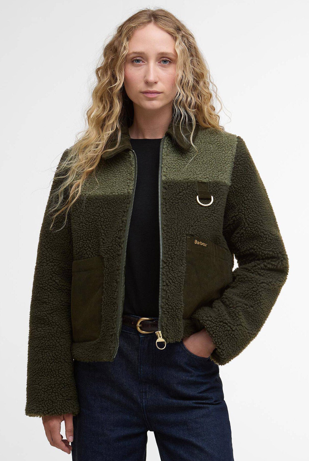 Barbour Malena Cropped Fleece - Olive/Light Moss