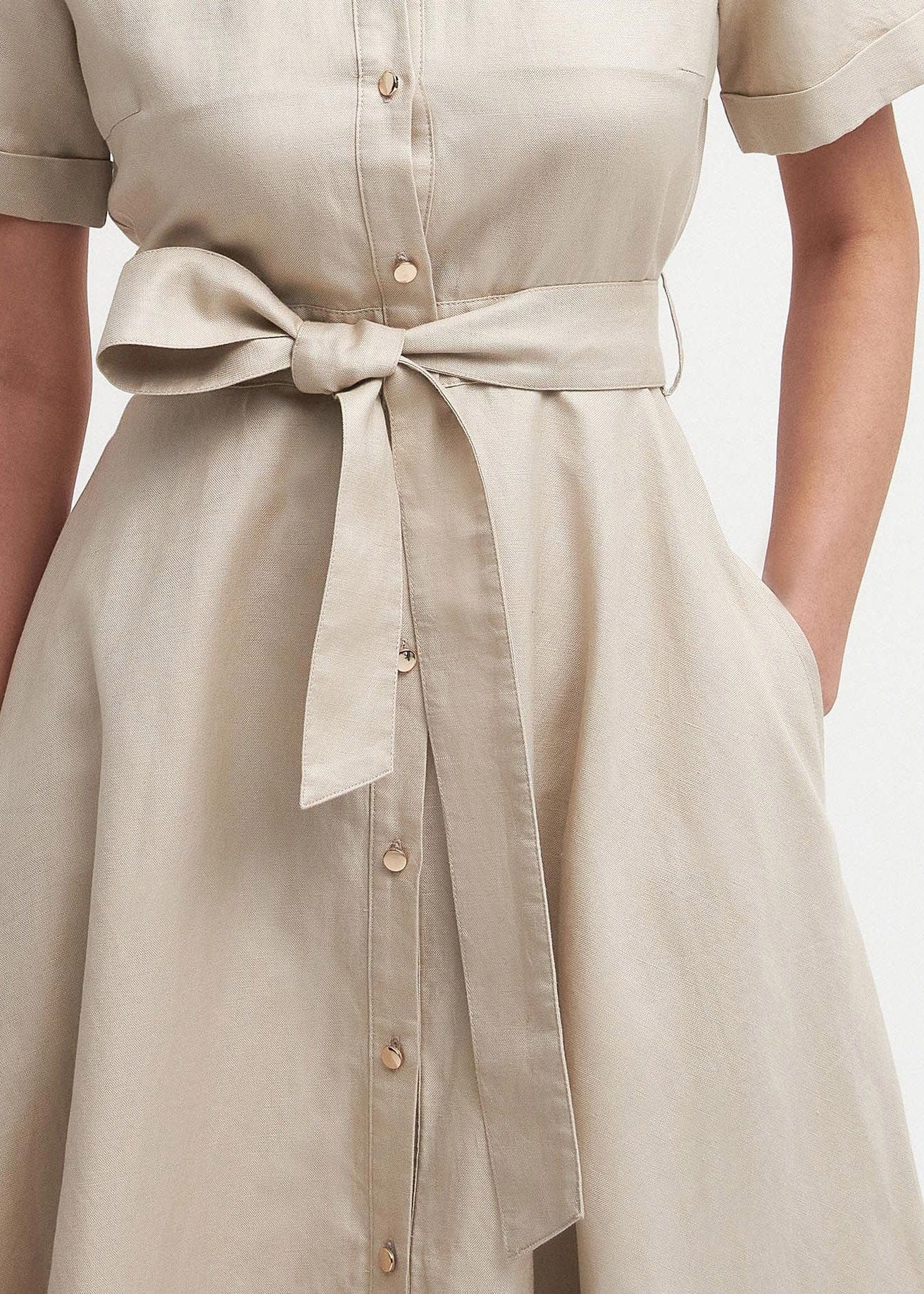 Barbour Margaret Linen Shirt Dress - Safari