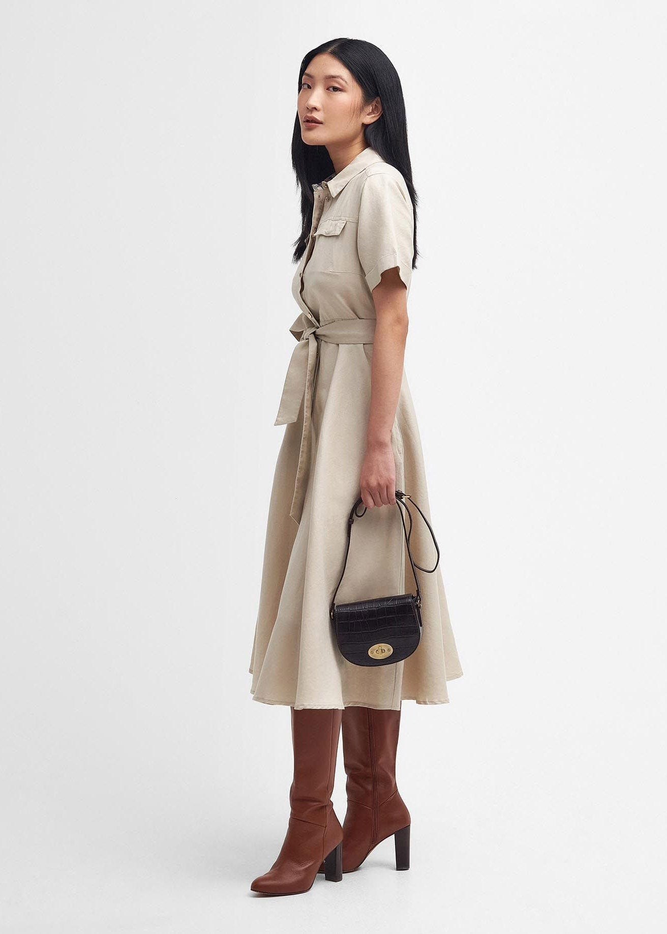 Barbour Margaret Linen Shirt Dress - Safari