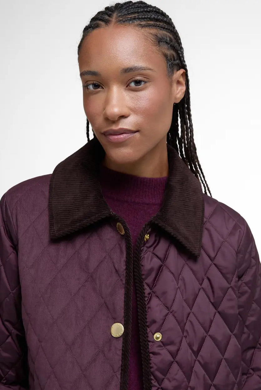 Barbour Marla Quilted Jacket - Black Cherry/Dark Brown