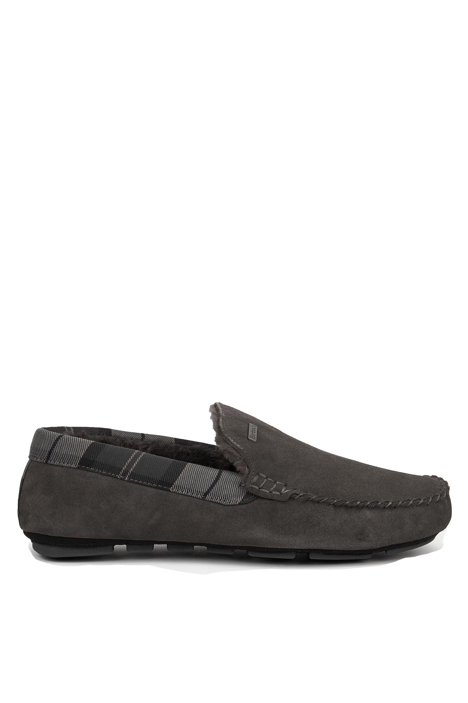 Barbour Mens Monty Suede Slippers - Dark Grey Suede