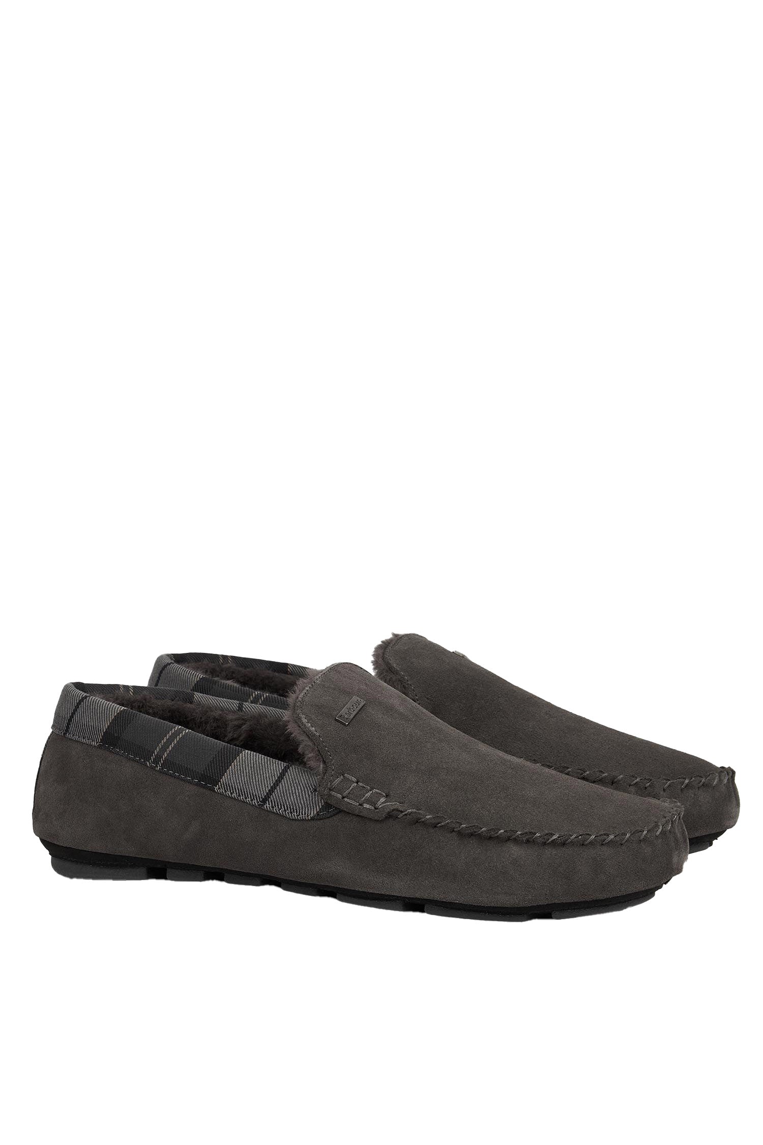 Barbour Mens Monty Suede Slippers - Dark Grey Suede