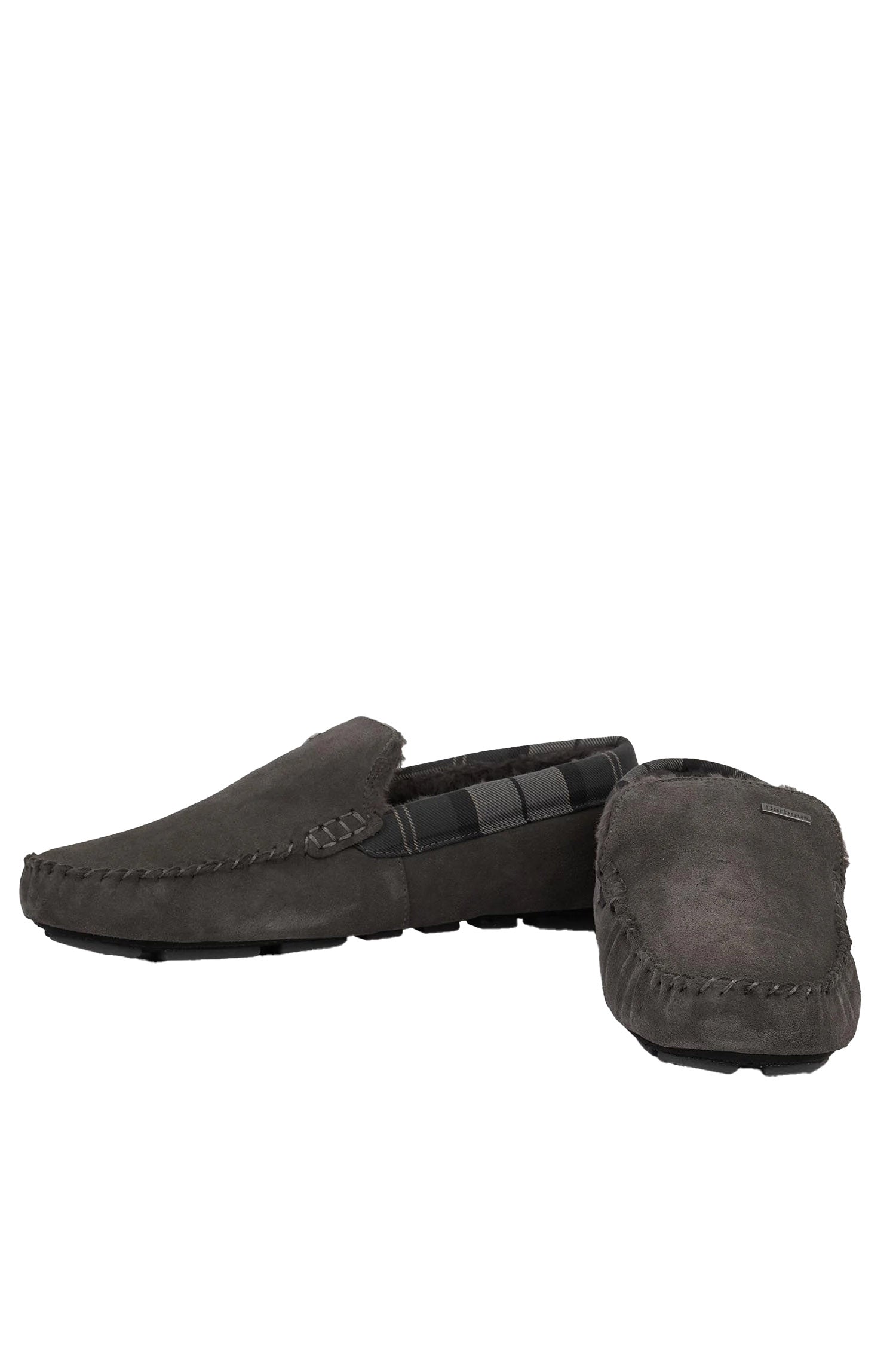 Barbour Mens Monty Suede Slippers - Dark Grey Suede