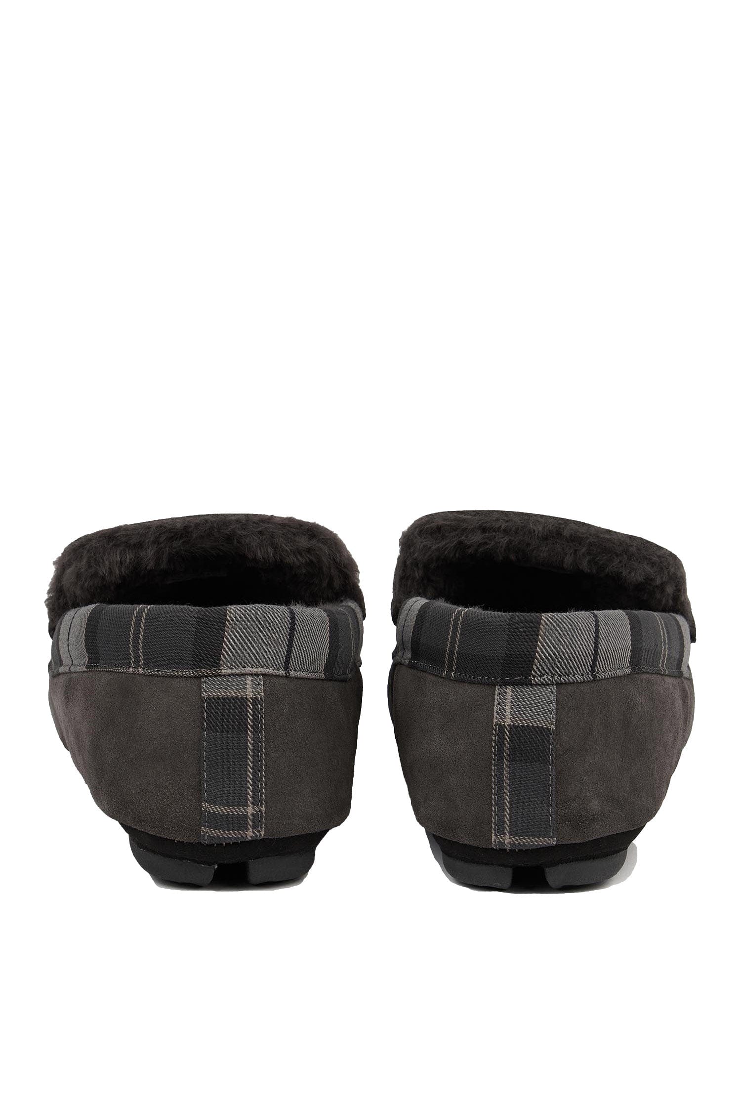 Barbour Mens Monty Suede Slippers - Dark Grey Suede