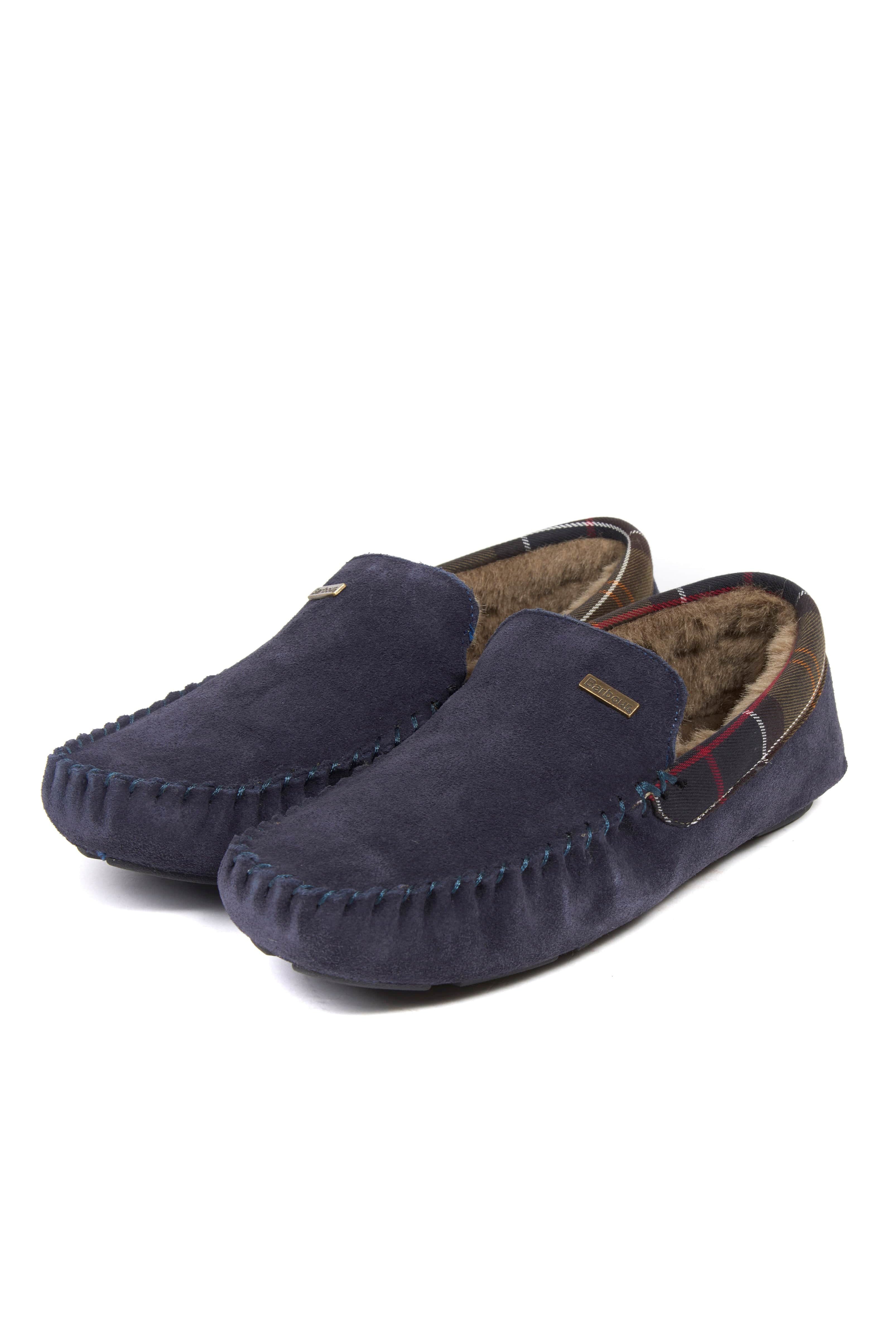 Barbour Mens Monty Suede Slippers - Navy Suede
