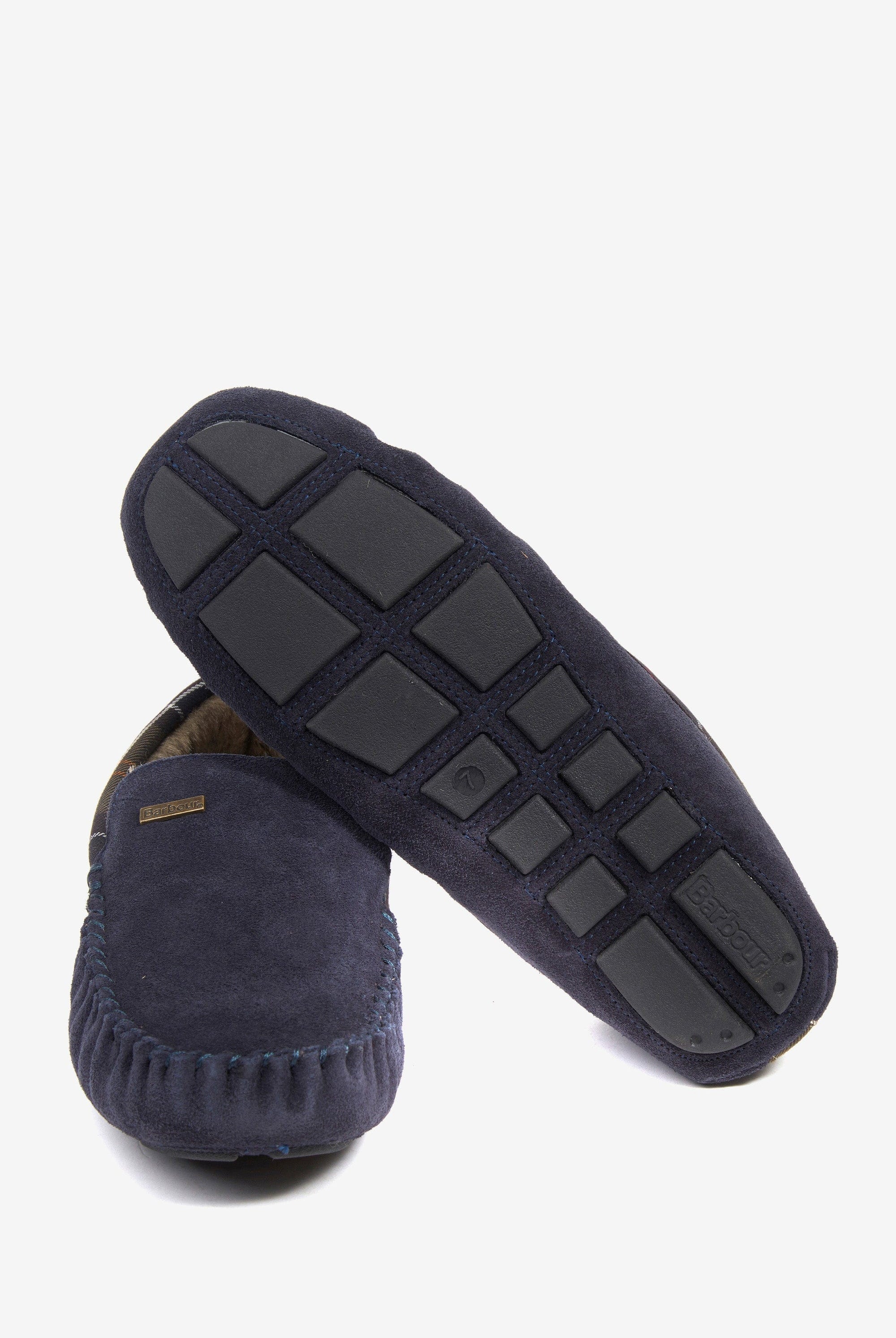 Barbour Mens Monty Suede Slippers - Navy Suede