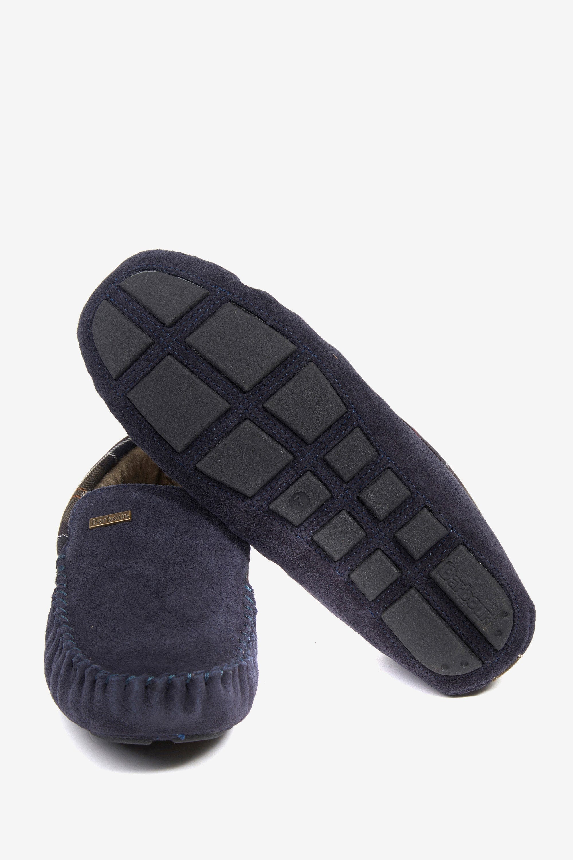 Barbour Mens Monty Suede Slippers - Navy Suede