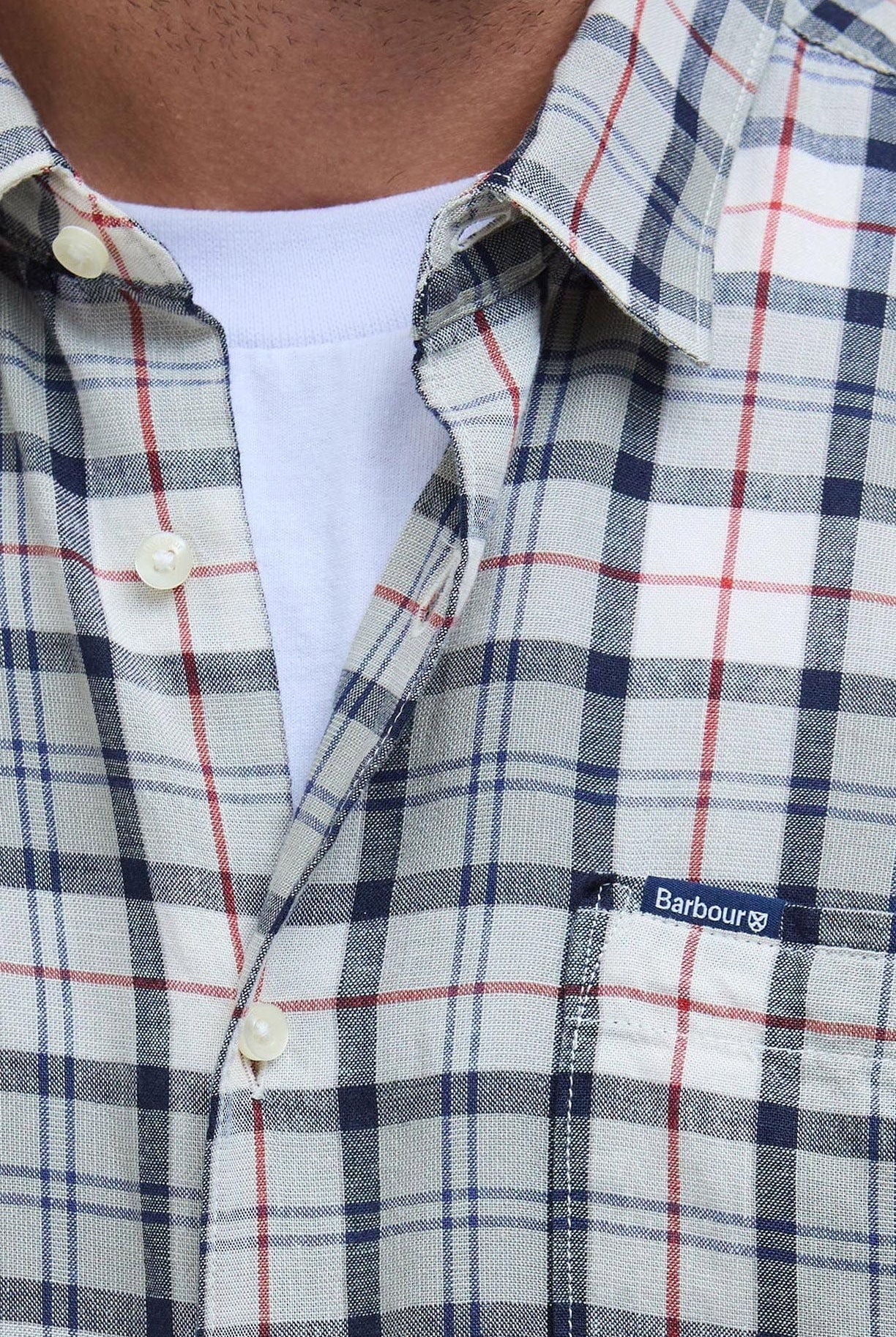 Barbour Midfield Regular Fit Short Sleeve Shirt - Bleached Pine Tartan