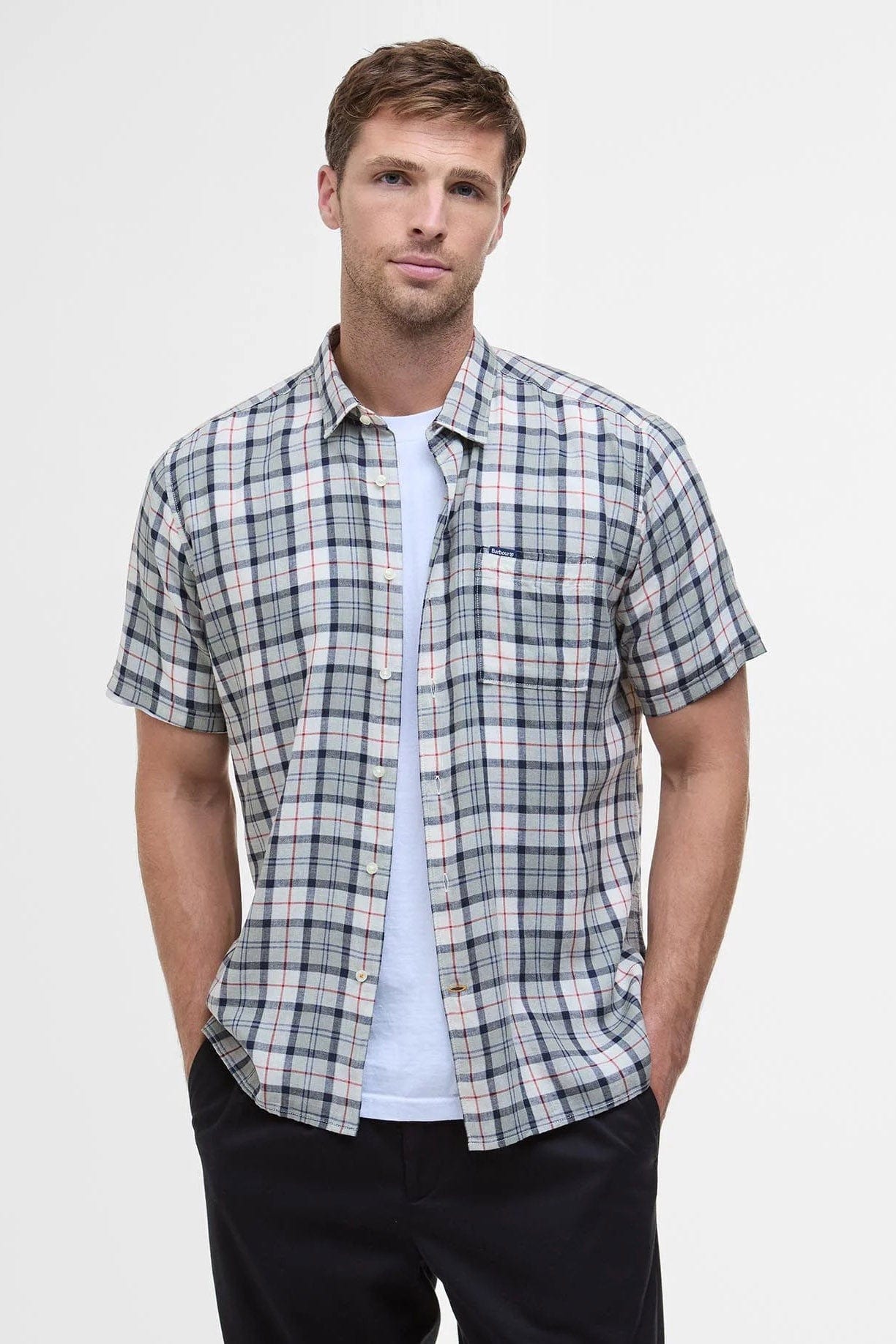 Barbour Midfield Regular Fit Short Sleeve Shirt - Bleached Pine Tartan