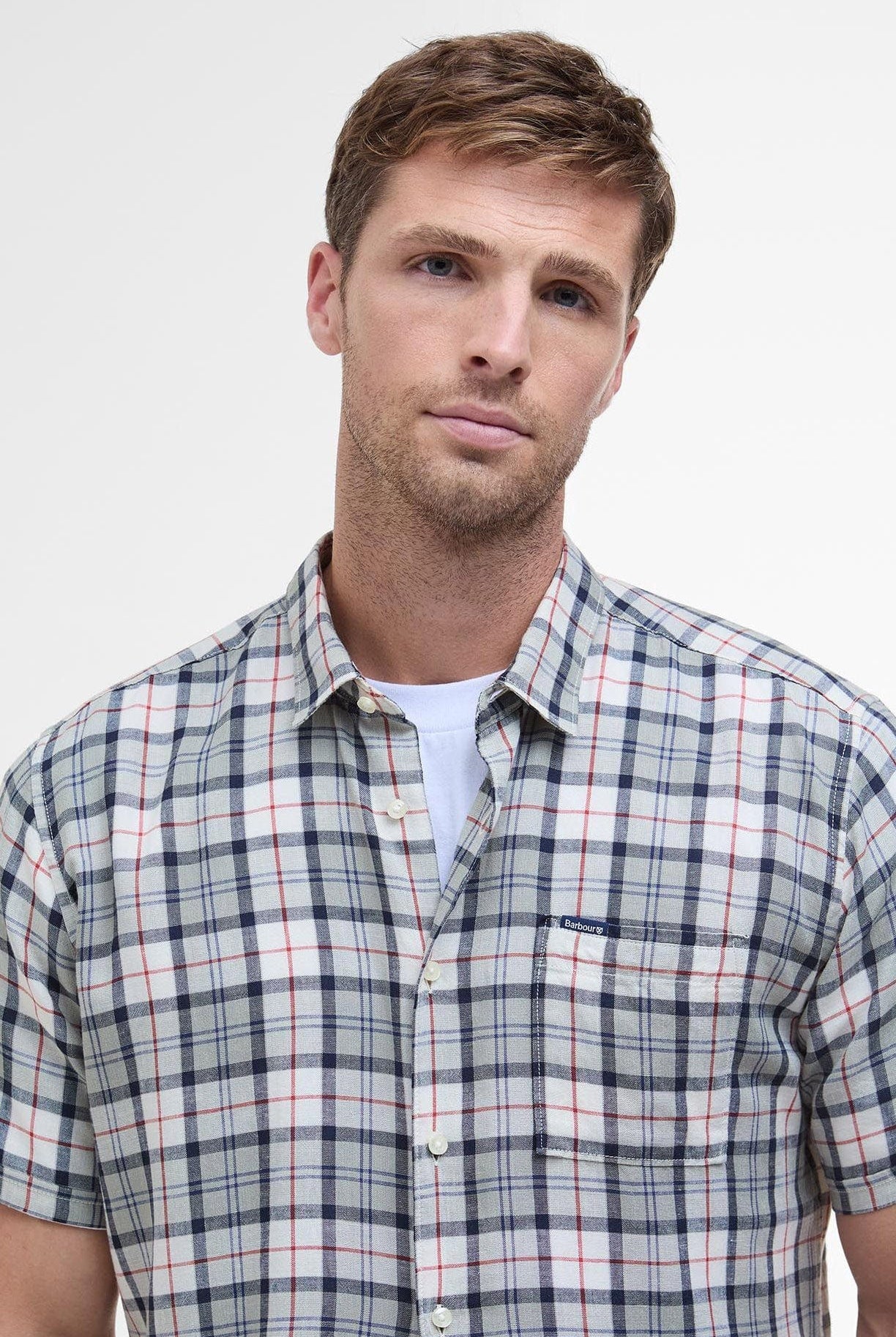 Barbour Midfield Regular Fit Short Sleeve Shirt - Bleached Pine Tartan