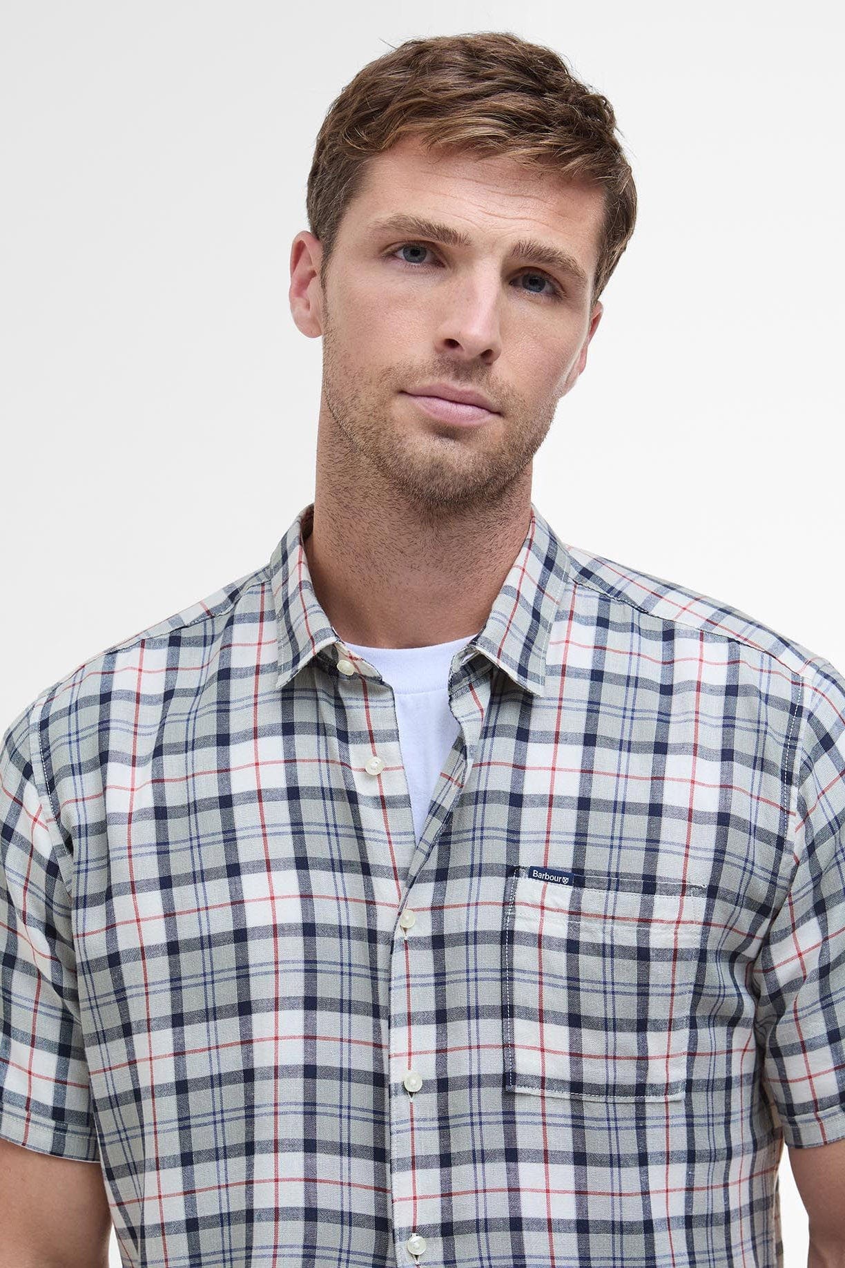 Barbour Midfield Regular Fit Short Sleeve Shirt - Bleached Pine Tartan