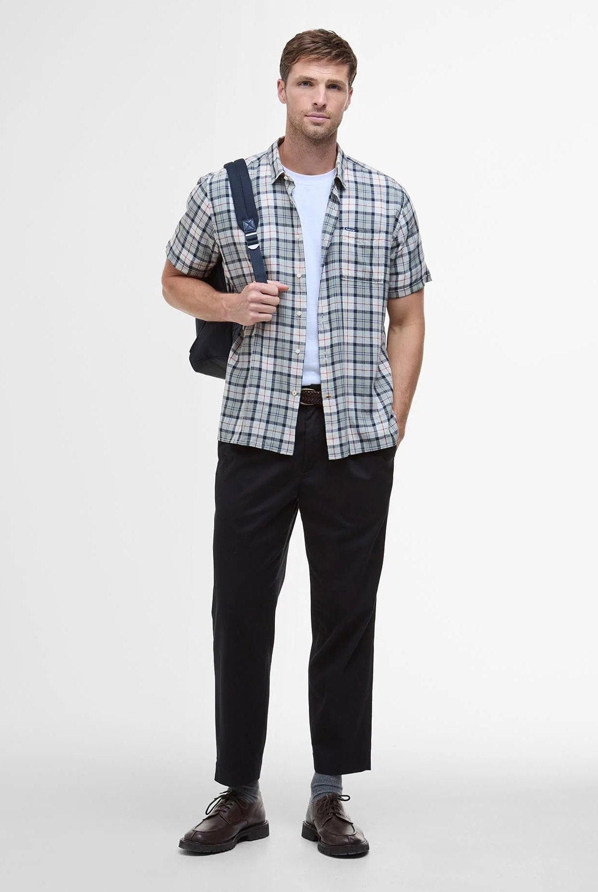 Barbour Midfield Regular Fit Short Sleeve Shirt - Bleached Pine Tartan