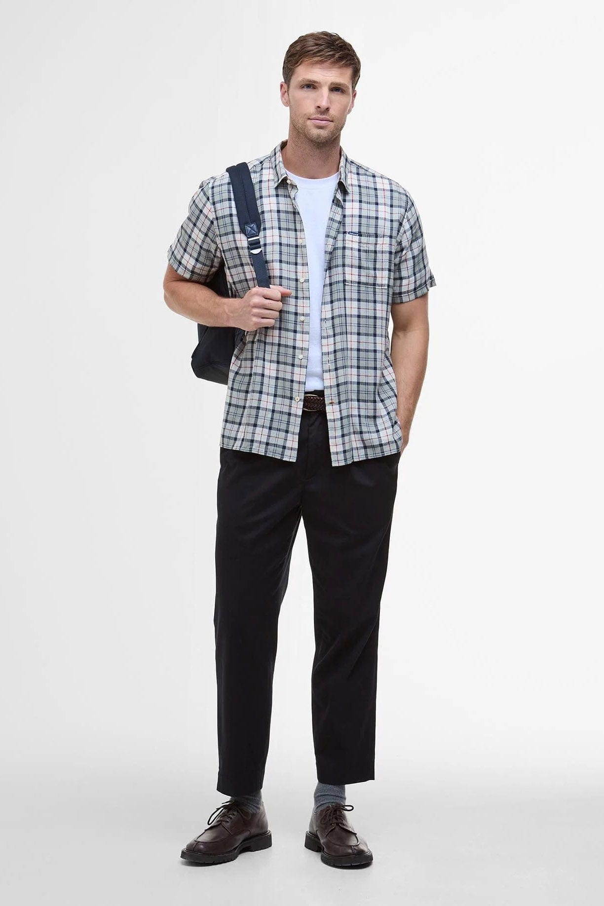 Barbour Midfield Regular Fit Short Sleeve Shirt - Bleached Pine Tartan