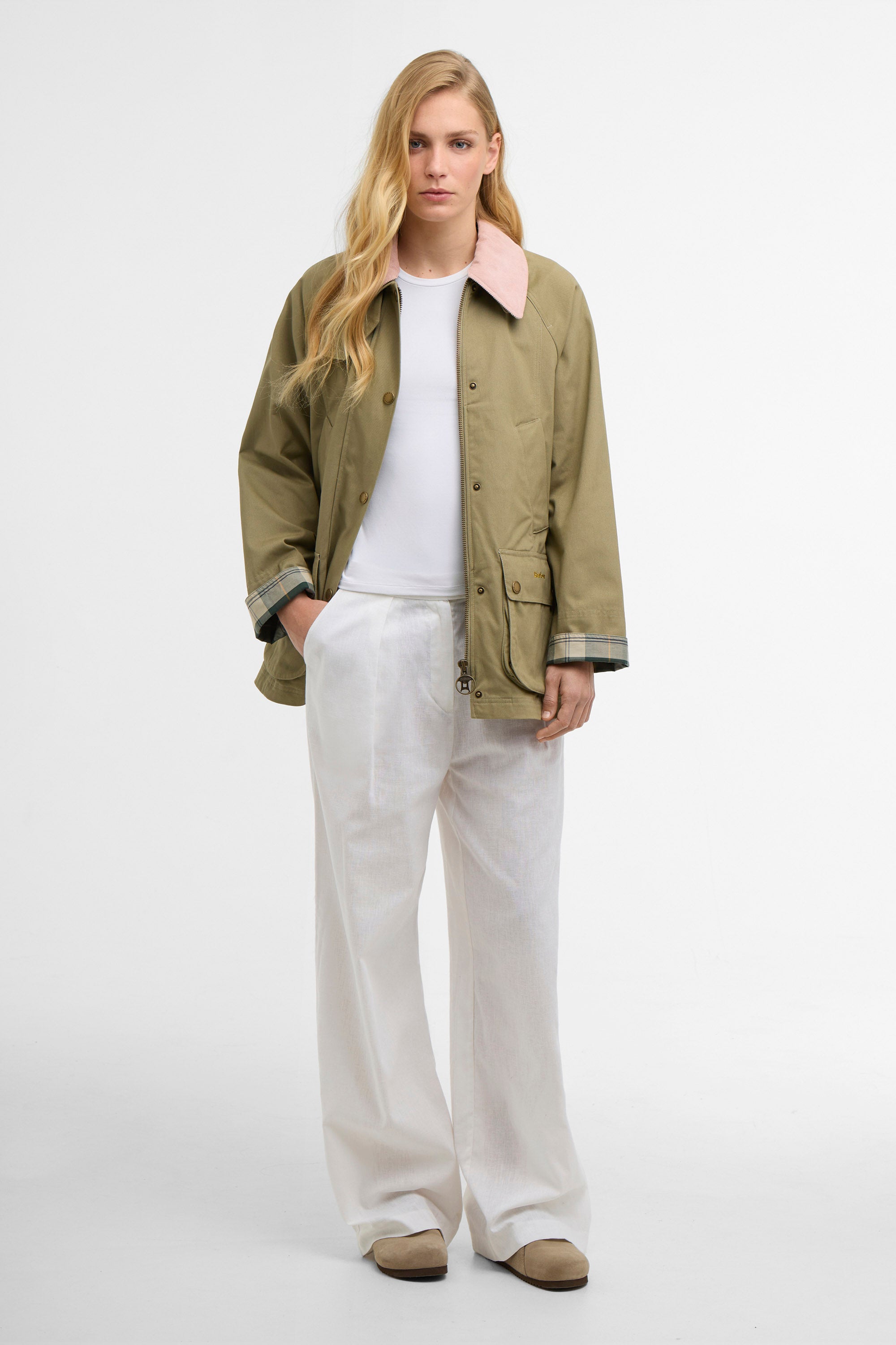 Barbour Modern Beadnell Jacket - Bleached Olive/Ancient/Gardenia