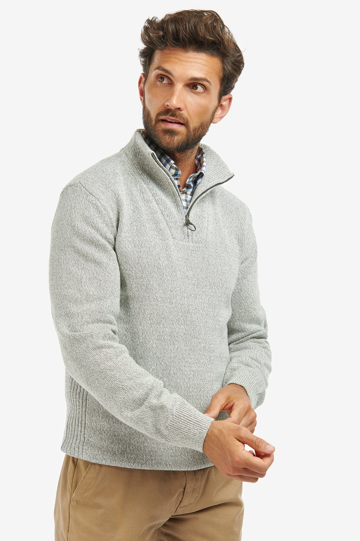 Barbour Nelson Cotton Twist Half-Zip Sweatshirt - Oyster
