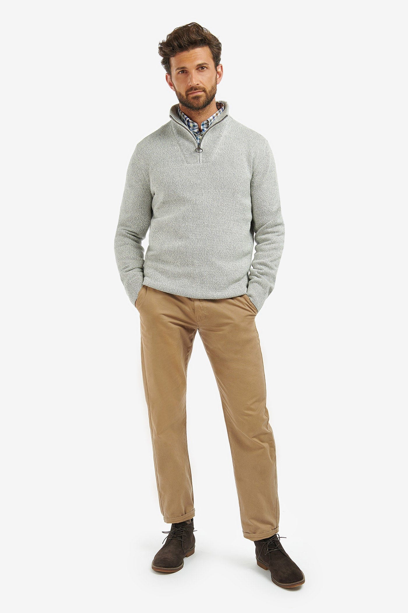 Barbour Nelson Cotton Twist Half-Zip Sweatshirt - Oyster