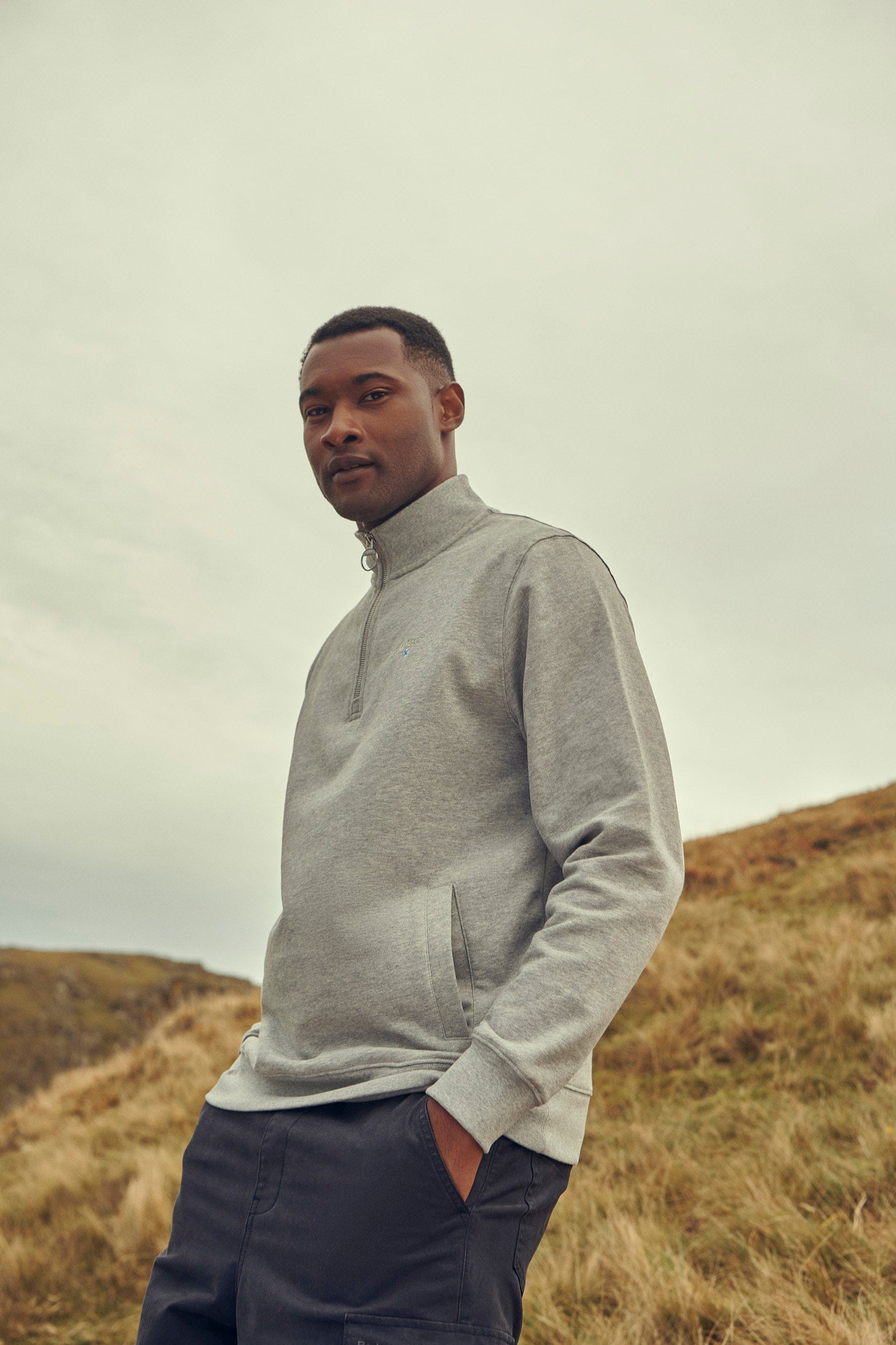 Barbour Nelson Cotton Twist Half-Zip Sweatshirt - Oyster