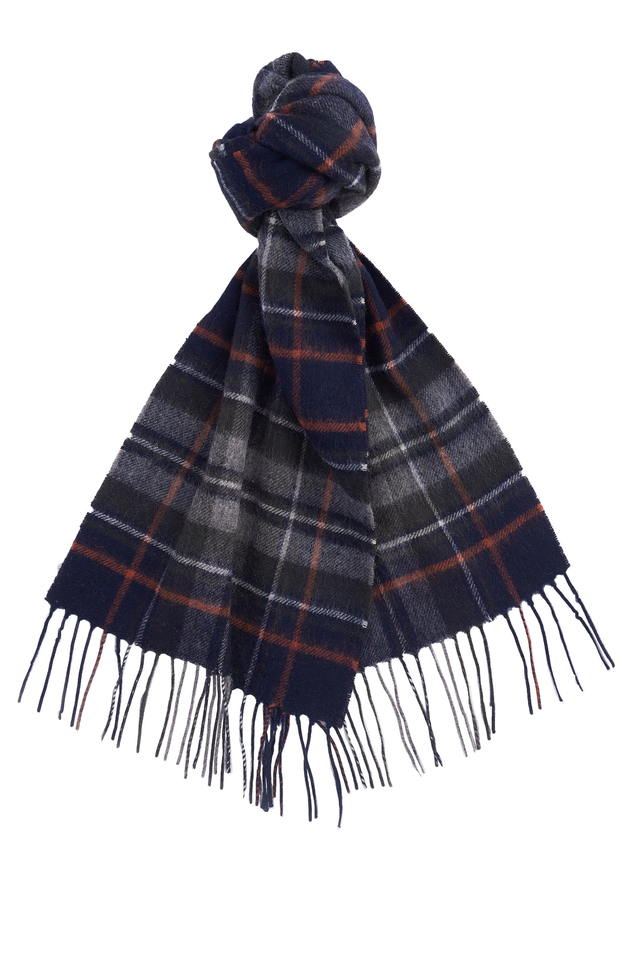 Barbour New Check Tartan Scarf - Navy/Dark Ginger USC0137_NY95_OS