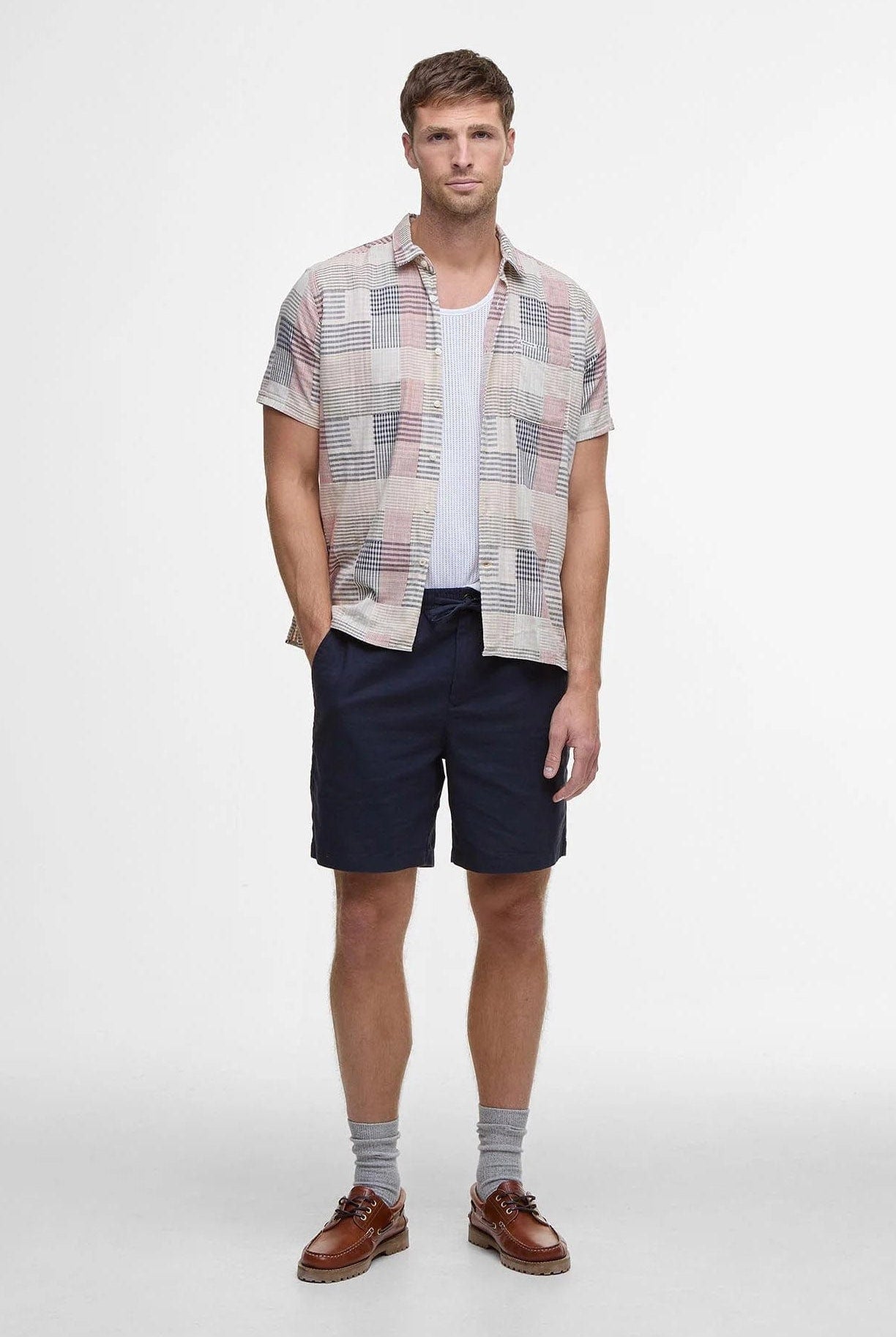 Barbour Oakshore Regular Fit Short Sleeve Shirt - Washed Stone