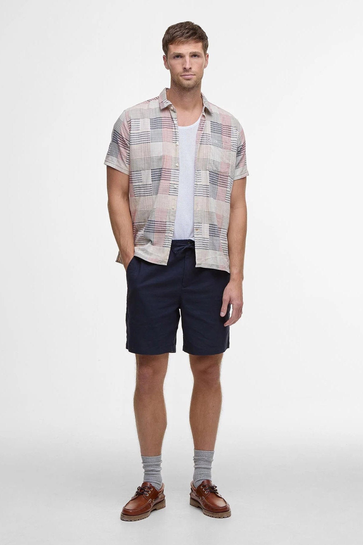 Barbour Oakshore Regular Fit Short Sleeve Shirt - Washed Stone
