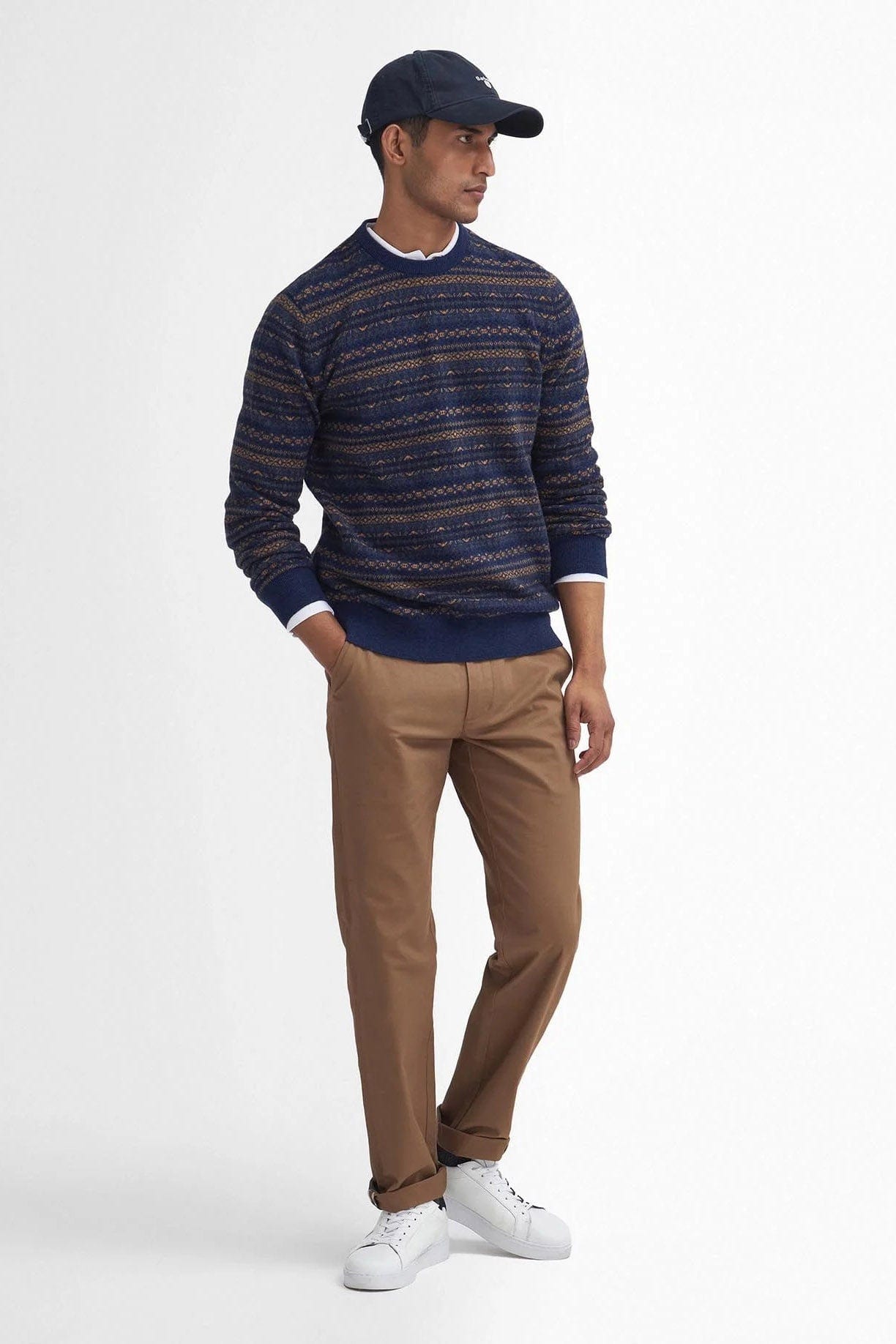 Barbour Orkney Fair Isle Crew Neck Sweater - Inky Blue