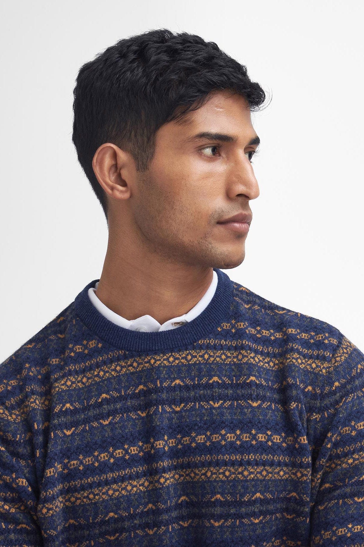 Barbour Orkney Fair Isle Crew Neck Sweater - Inky Blue