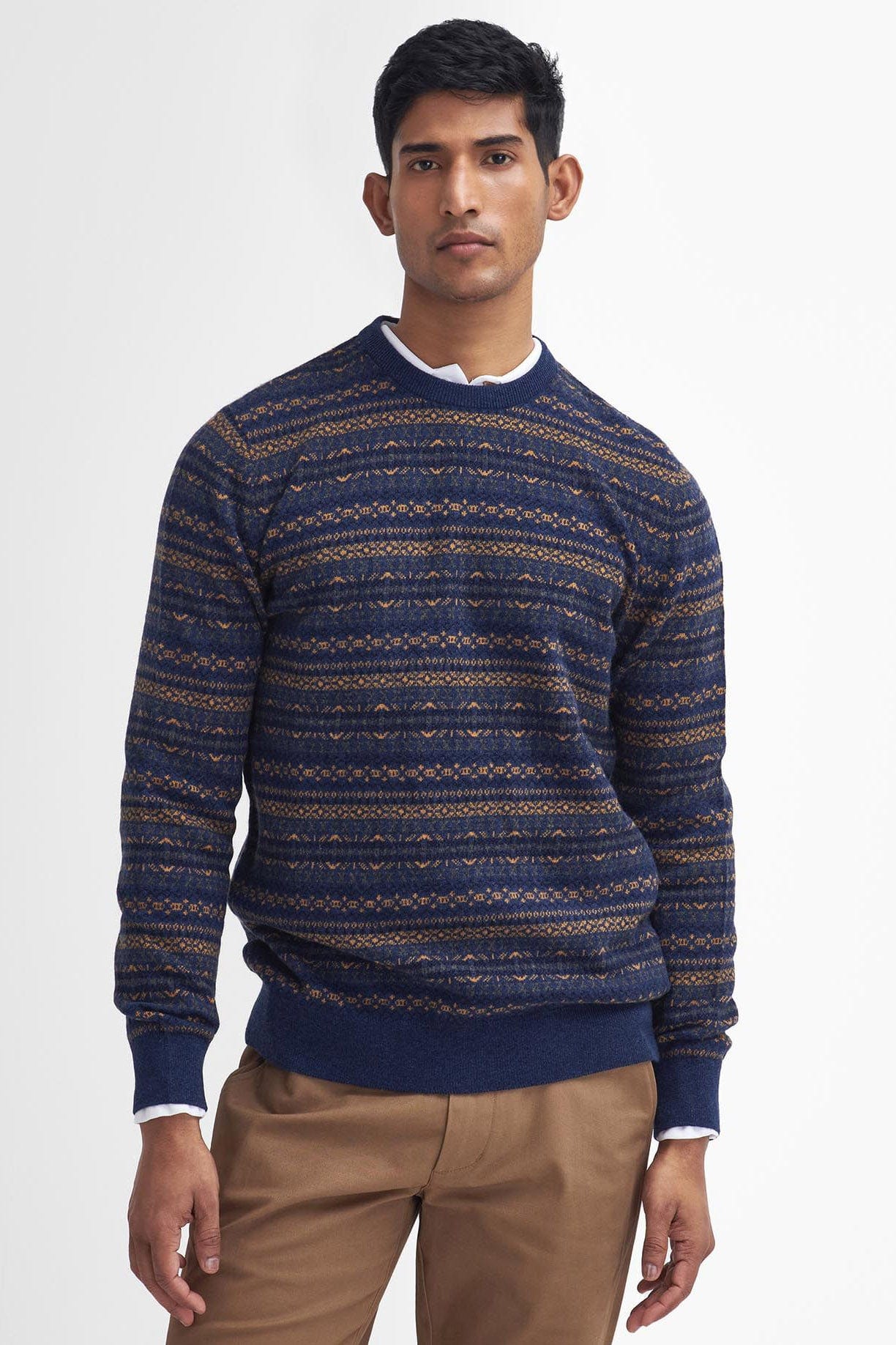 Barbour Orkney Fair Isle Crew Neck Sweater - Inky Blue