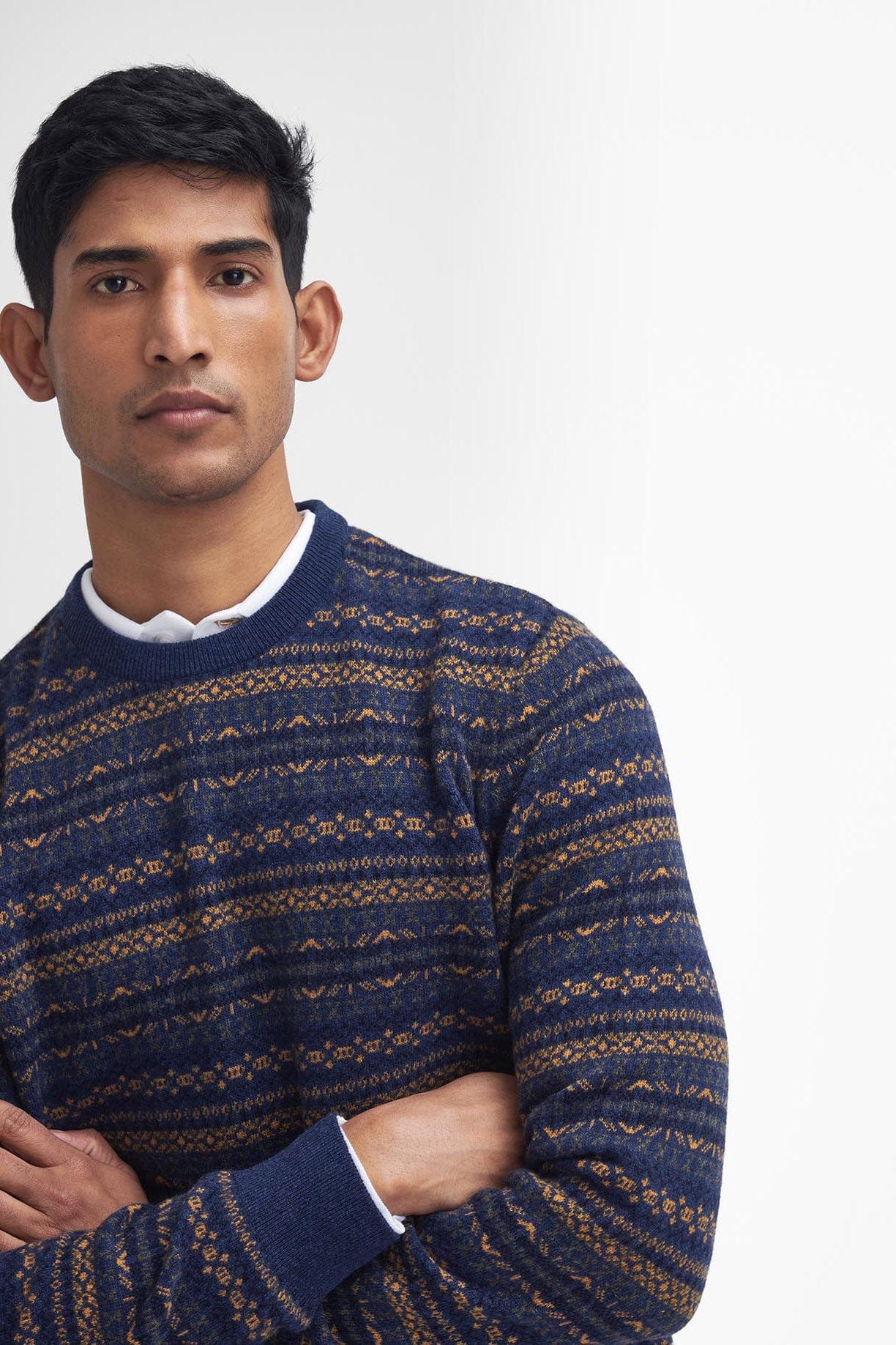 Barbour Orkney Fair Isle Crew Neck Sweater - Inky Blue