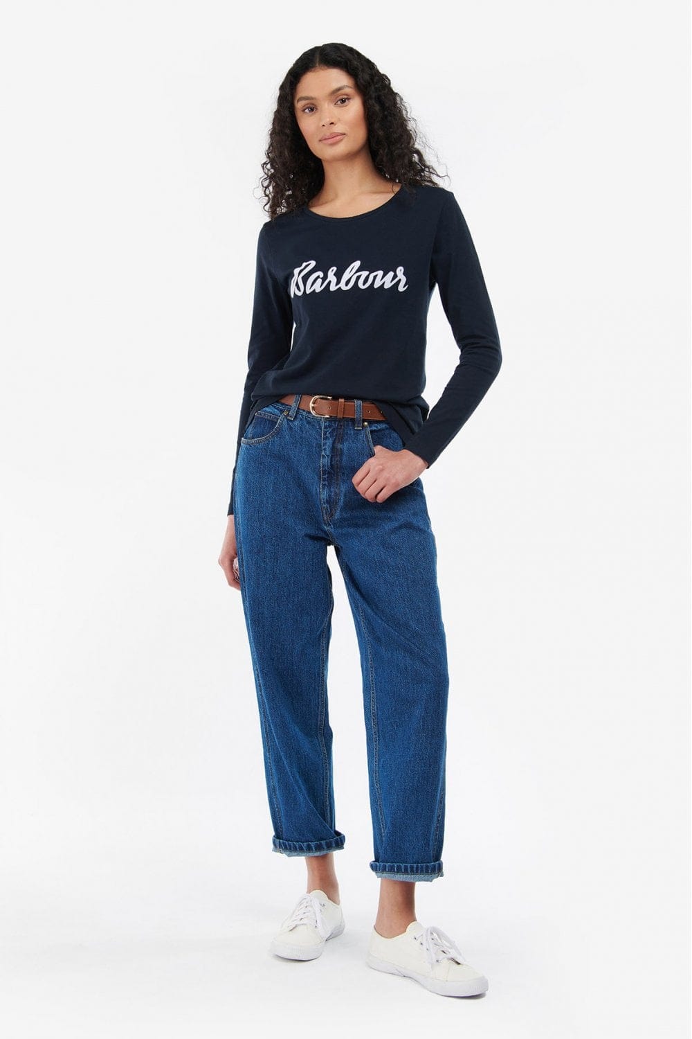 Barbour Otterburn Long Sleeve Tee - Navy/White