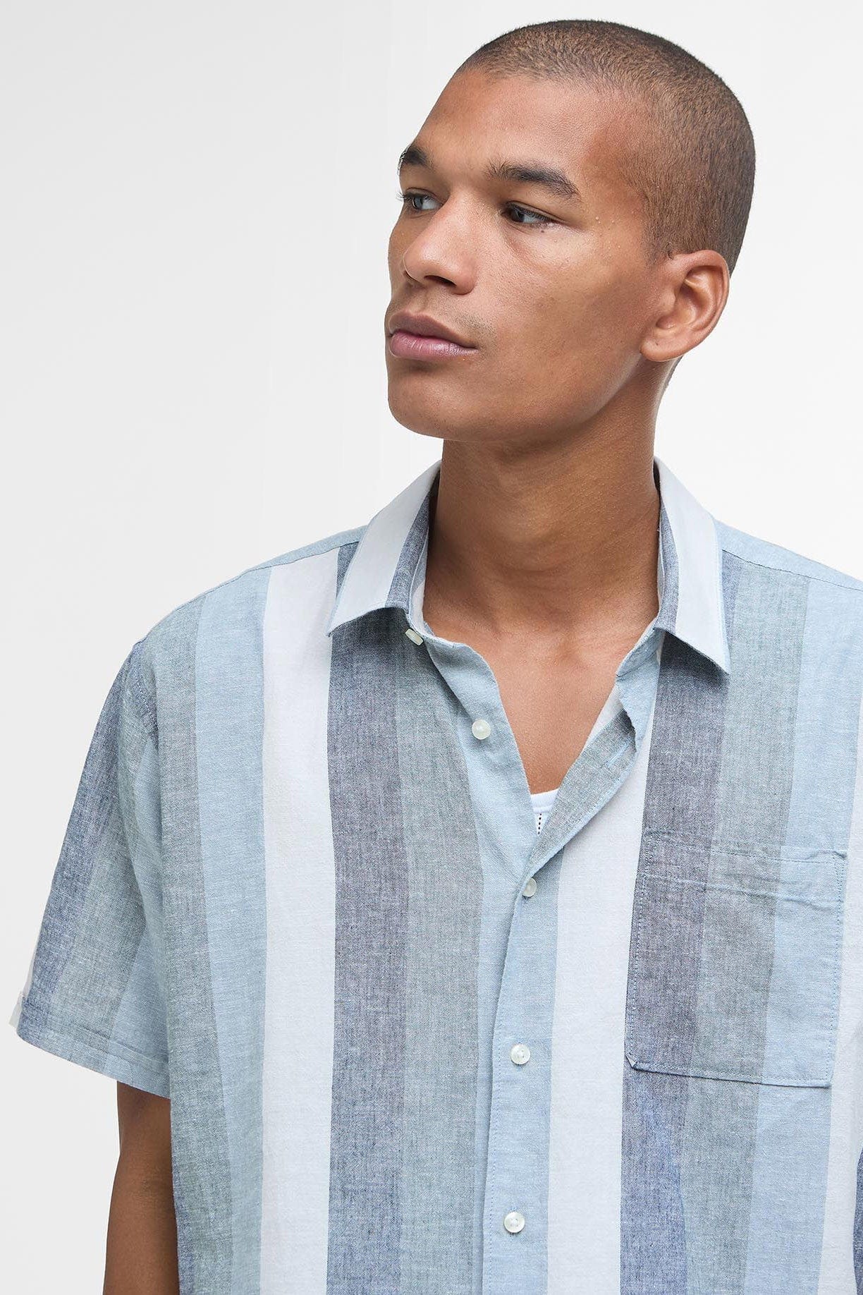 Barbour Portwell Stripe Regular Fit Short Sleeve Shirt - Classic Navy