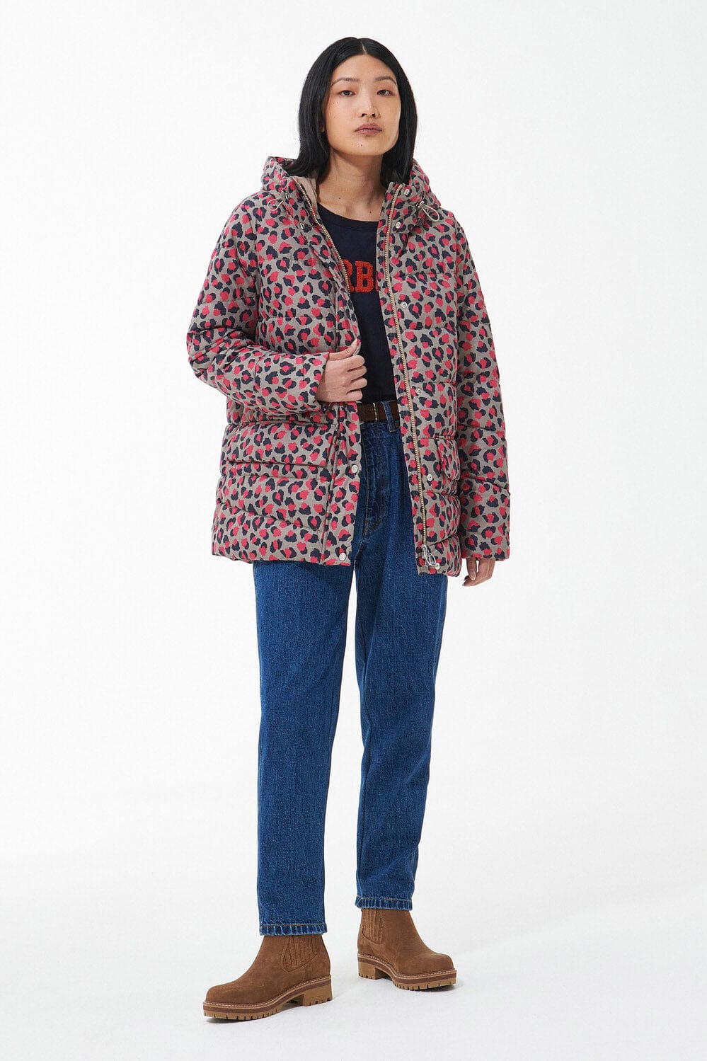Barbour Printed Bracken Quilt Jacket - Starling Pink Dahlia