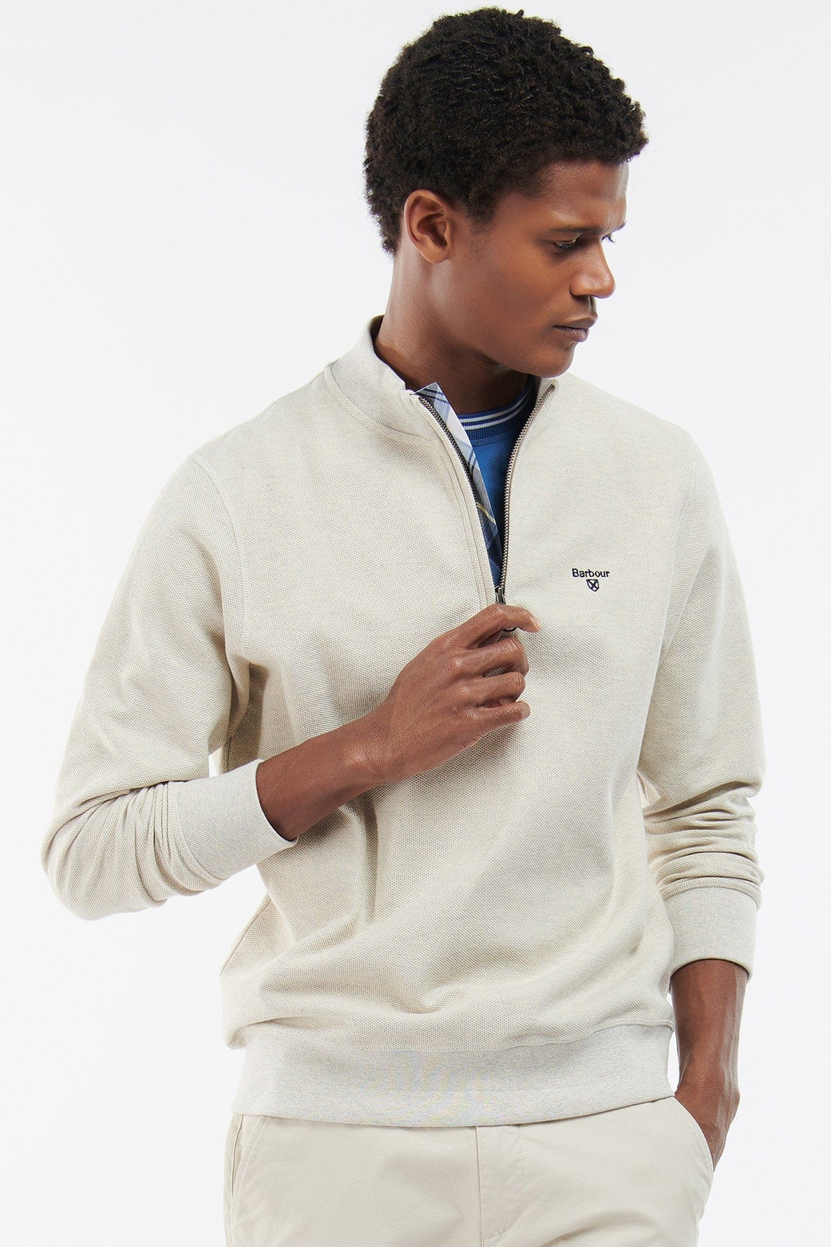 Barbour Rigg Half Zip - Ecru