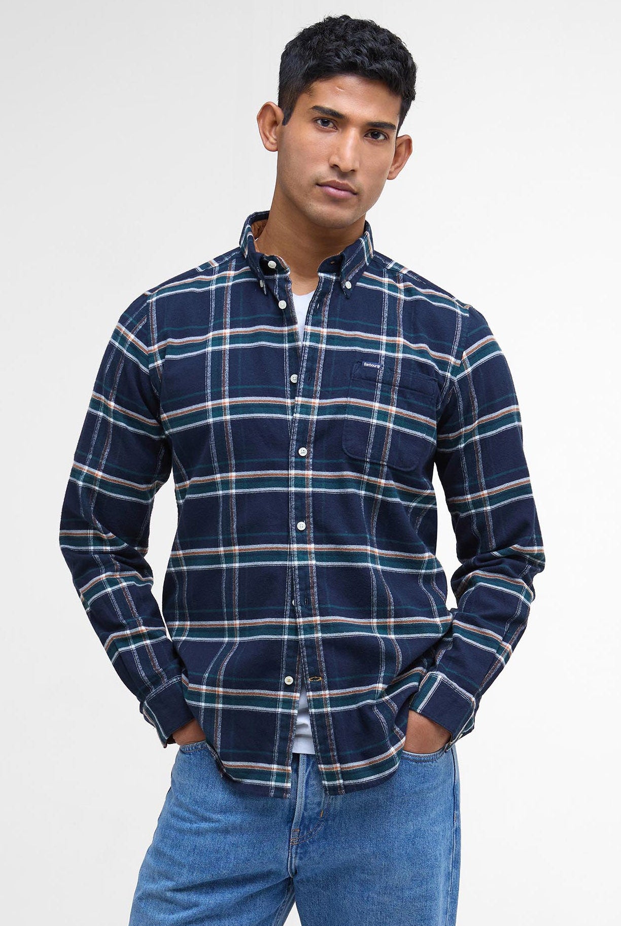 Barbour Ronan Tailored Brushed Cotton Shirt - Inky Blue