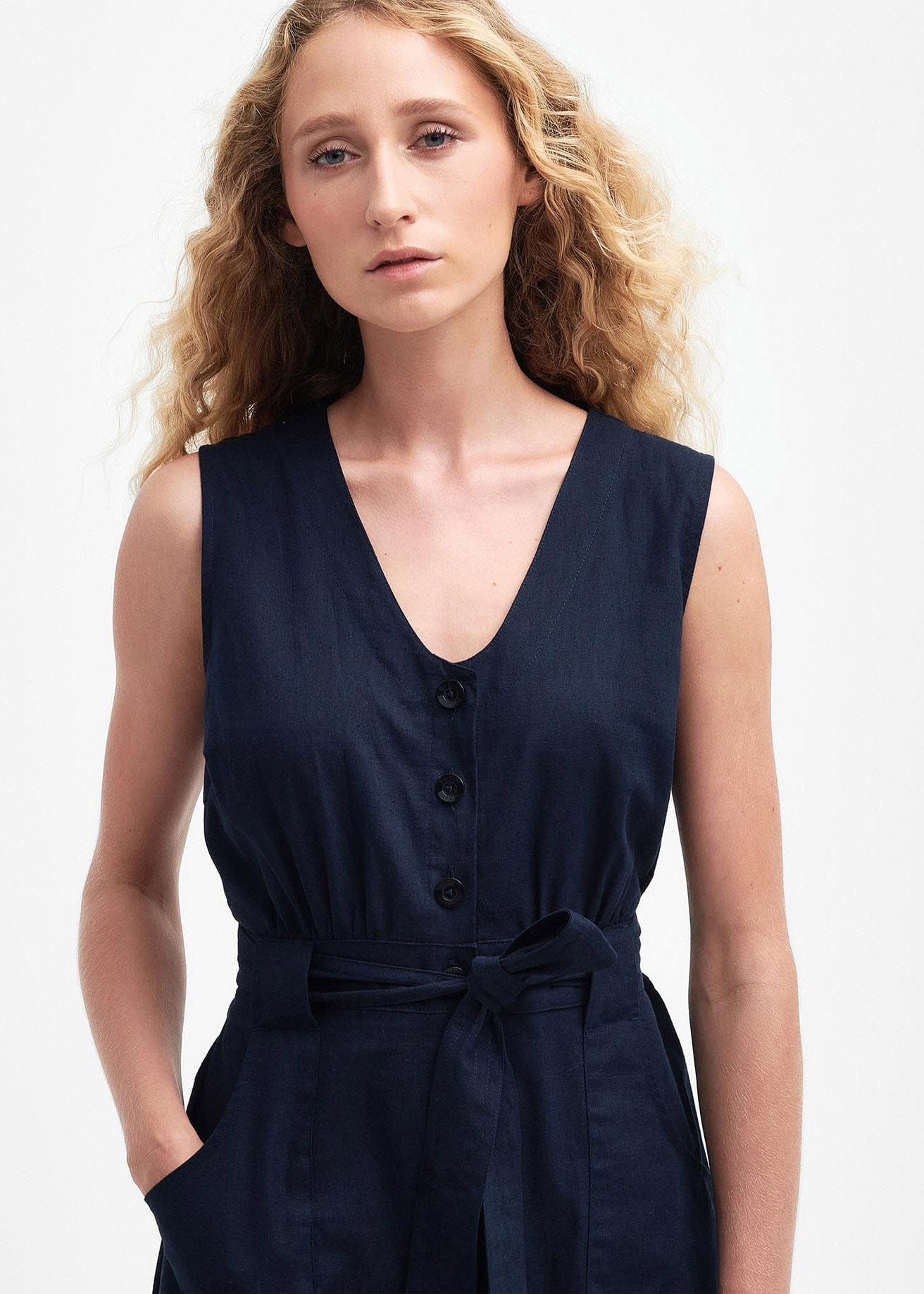 Barbour Rutherglen Sleeveless Midi Dress - Classic Navy