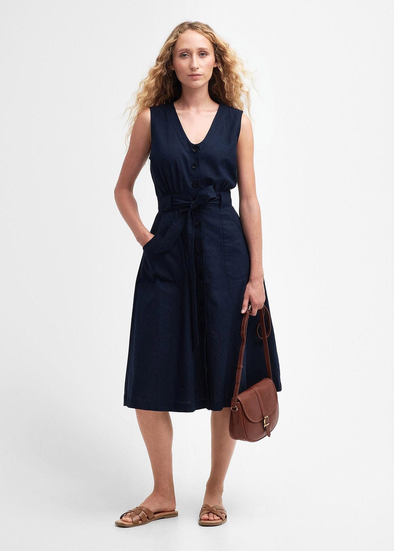 Barbour Rutherglen Sleeveless Midi Dress - Classic Navy