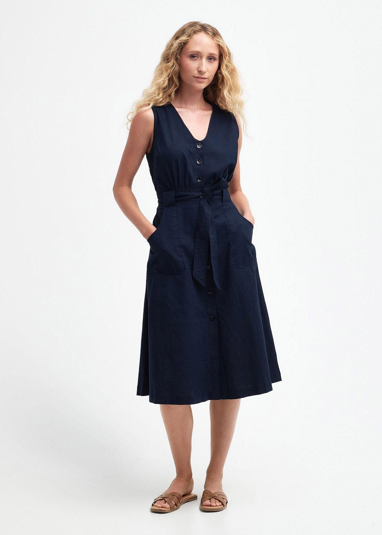 Barbour Rutherglen Sleeveless Midi Dress - Classic Navy