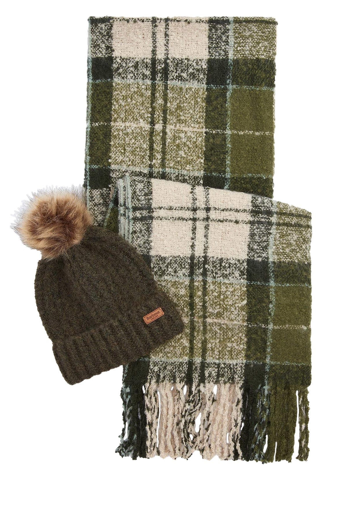Barbour Saltburn Beanie And Tartan Scarf Gift Set - Ancient Loden LGS0077_GN71_OS