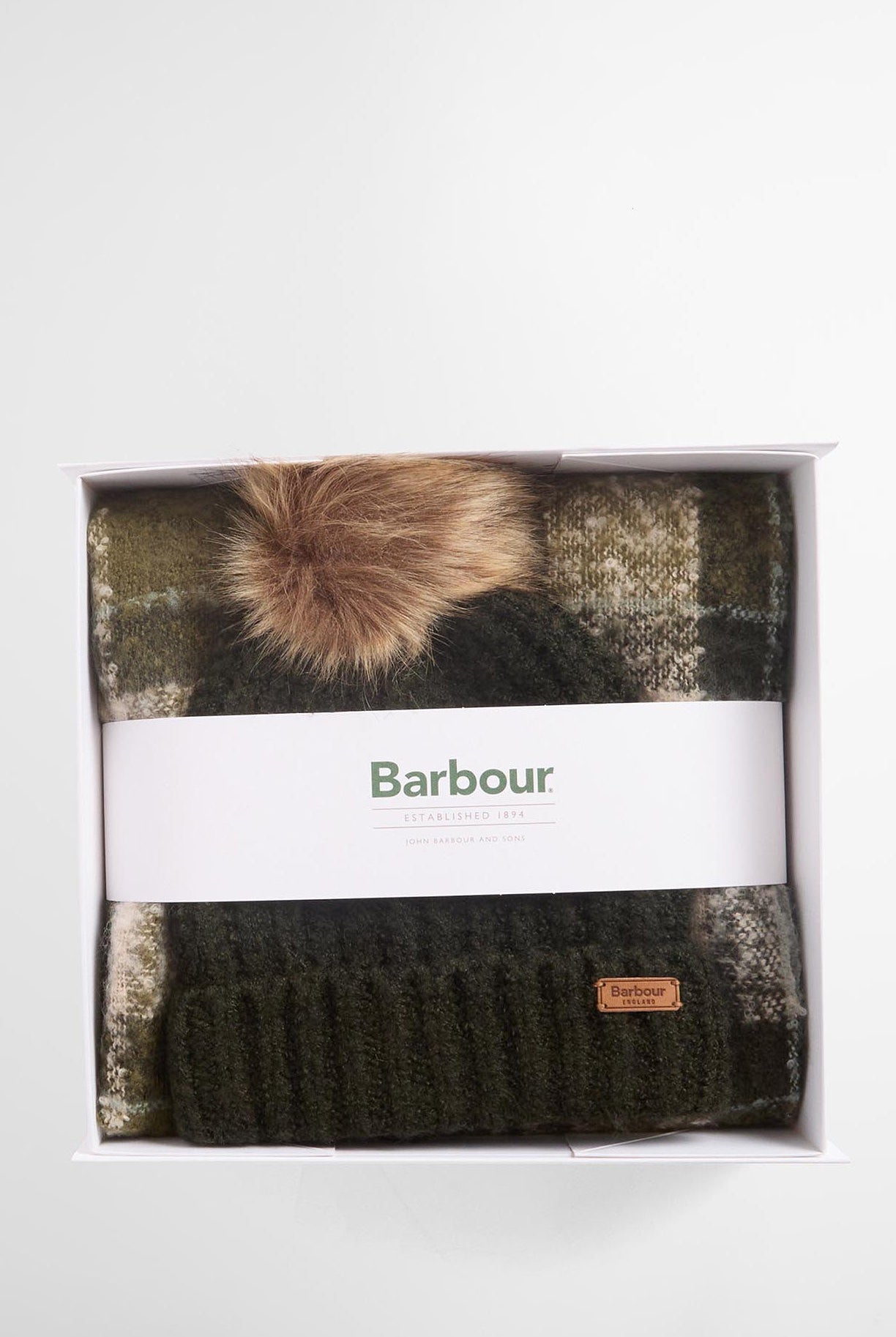 Barbour Saltburn Beanie & Tartan Scarf Gift Set - Ancient Loden/Dk Green LGS0077_GN51_OS