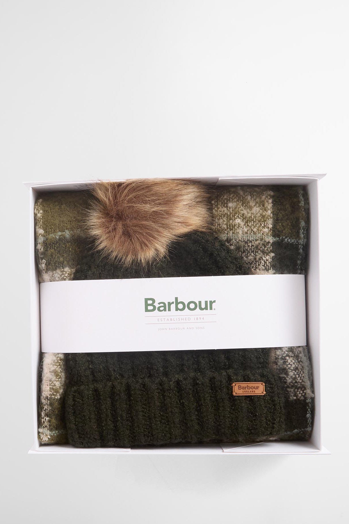Barbour Saltburn Beanie & Tartan Scarf Gift Set - Ancient Loden/Dk Green LGS0077_GN51_OS
