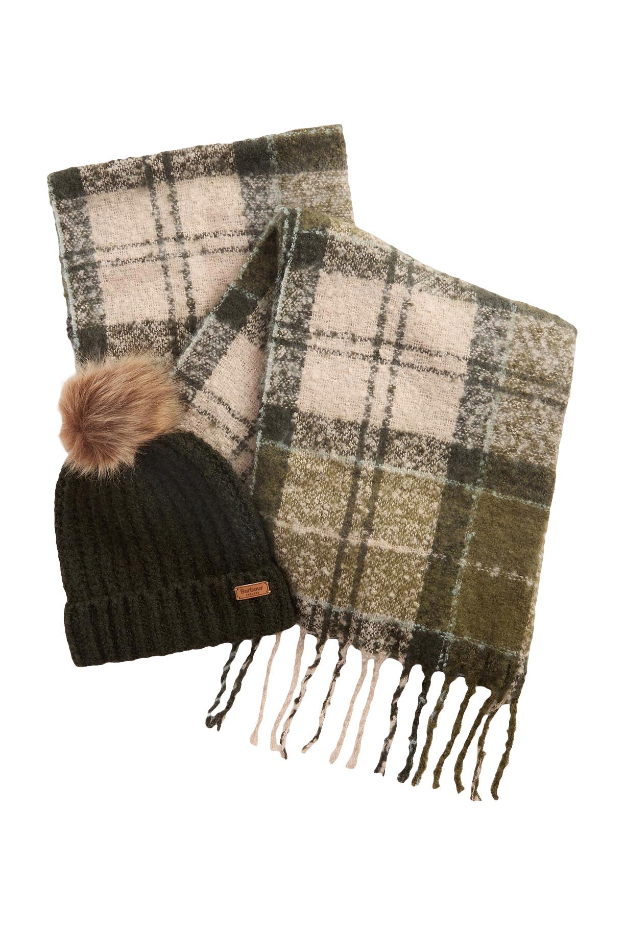 Barbour Saltburn Beanie & Tartan Scarf Gift Set - Ancient Loden/Dk Green LGS0077_GN51_OS