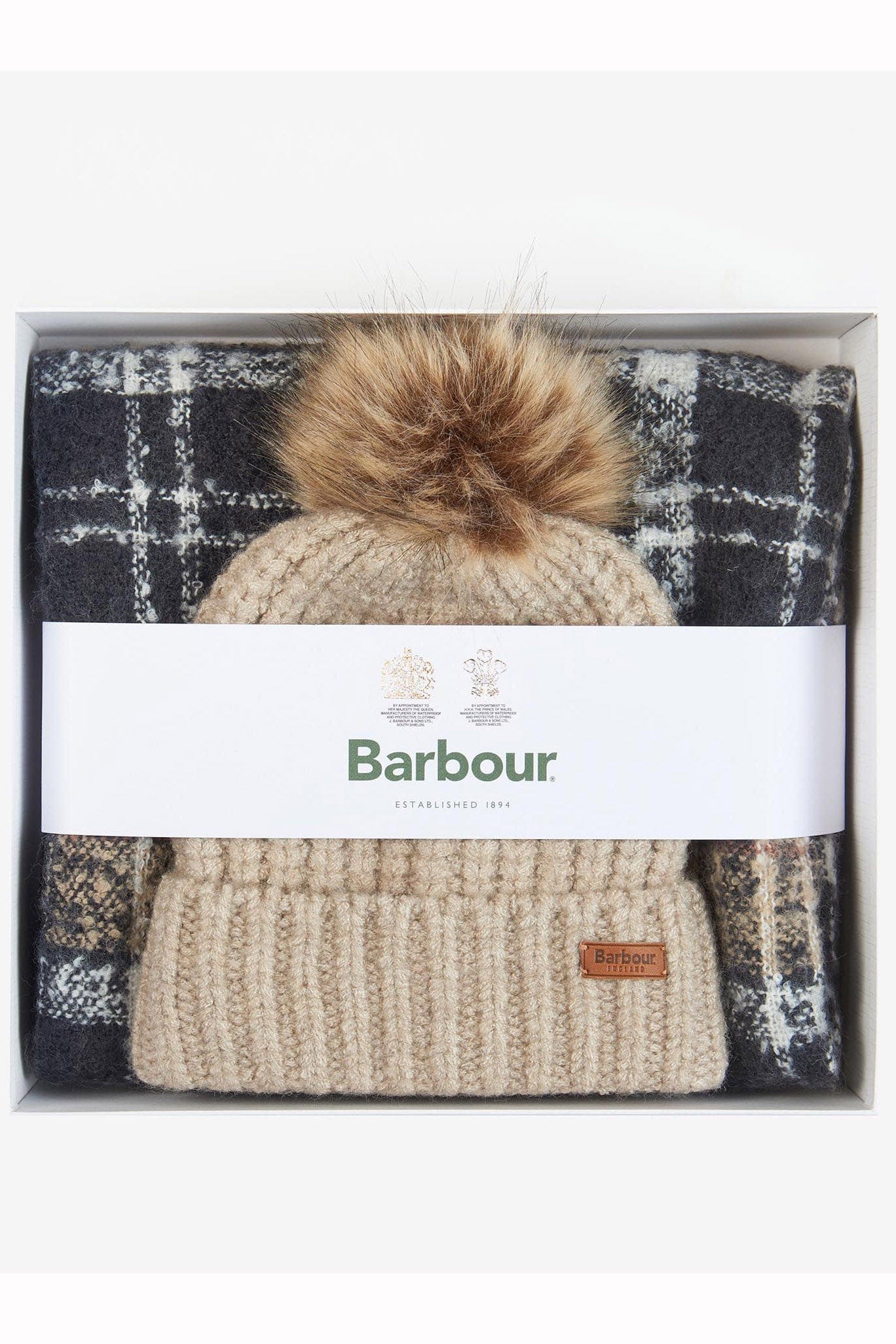Barbour Saltburn Beanie & Tartan Scarf Gift Set - Rosewood LGS0077_BE71_OS