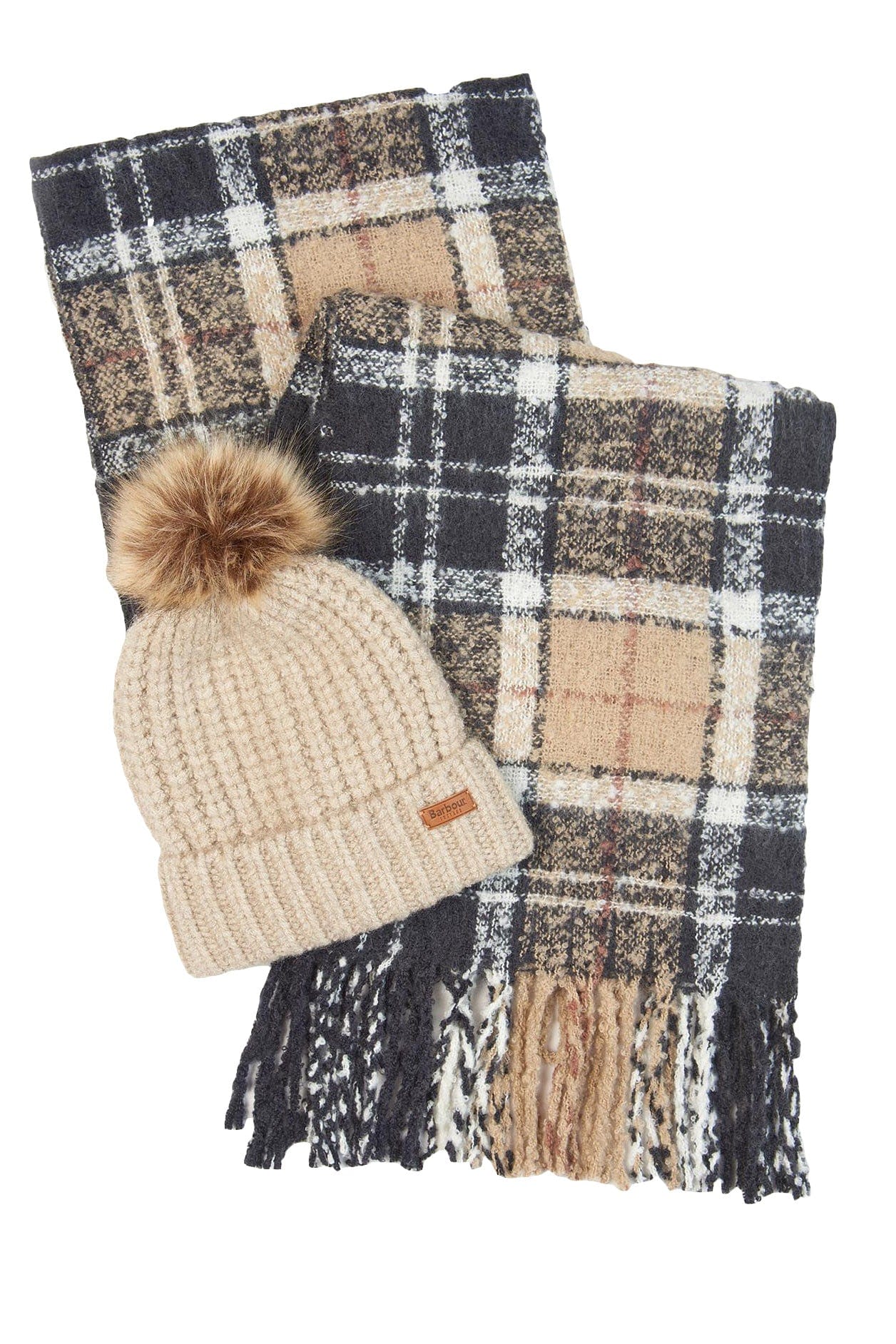 Barbour Saltburn Beanie & Tartan Scarf Gift Set - Rosewood LGS0077_BE71_OS
