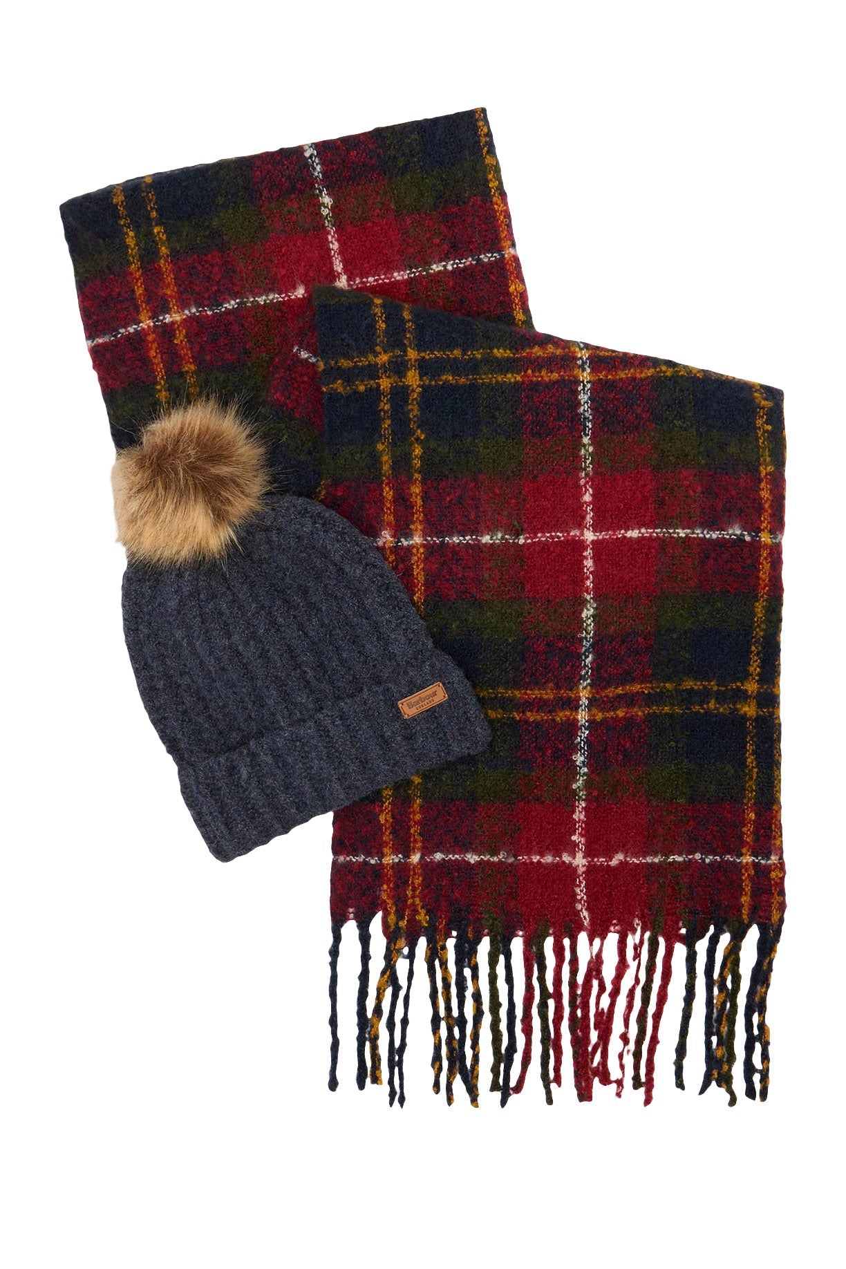 Barbour Saltburn Beanie & Tartan Scarf Gift Set - Winterberry Tartan LGS0077_TN69_OS