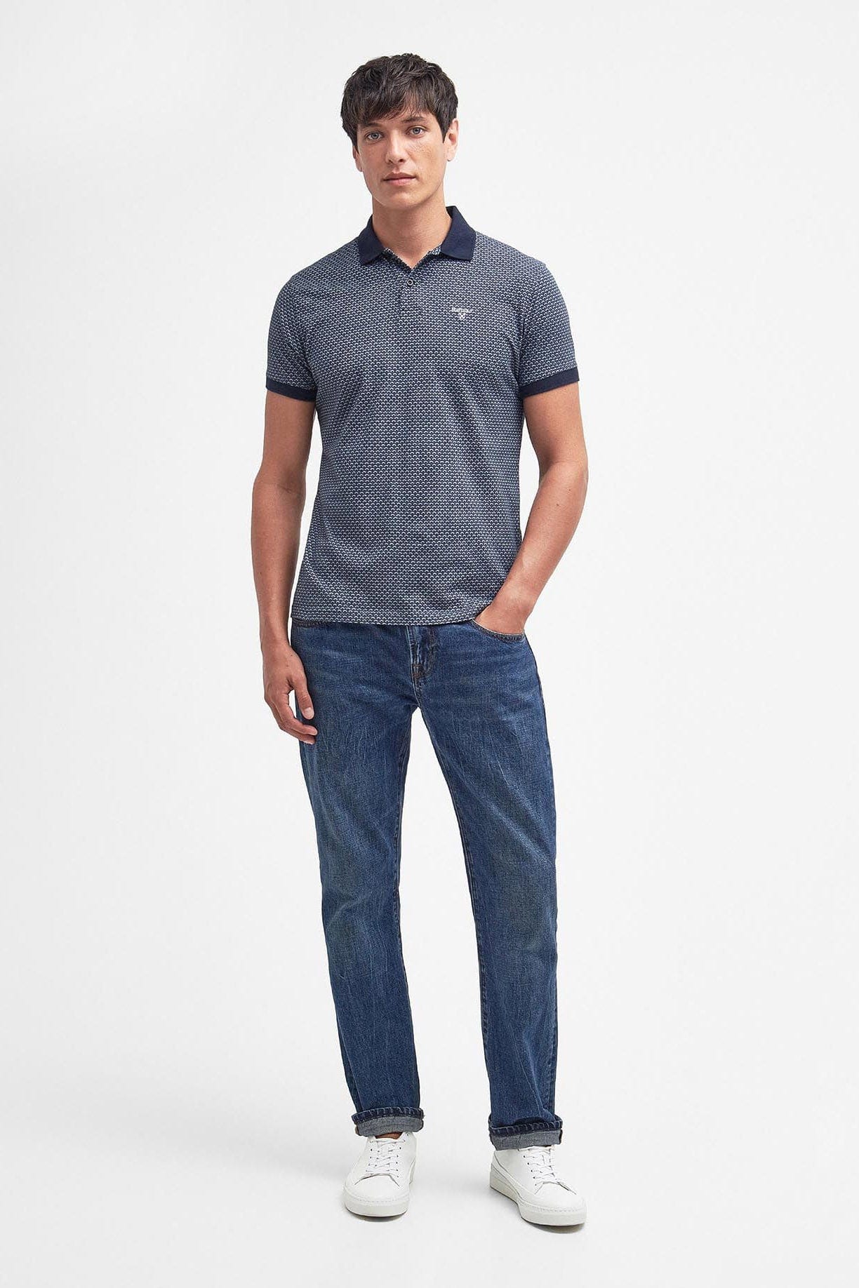 Barbour Shell Print Polo Shirt - Classic Navy