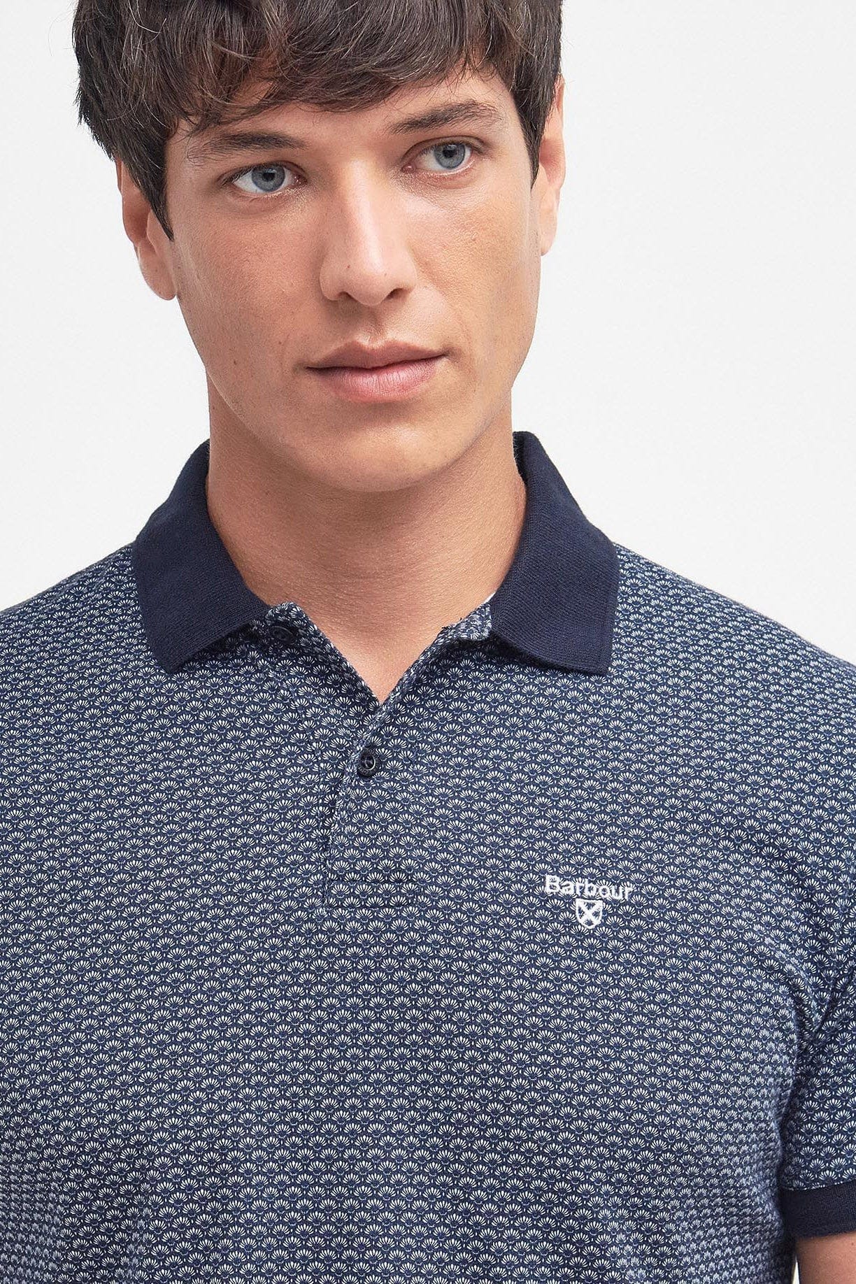Barbour Shell Print Polo Shirt - Classic Navy